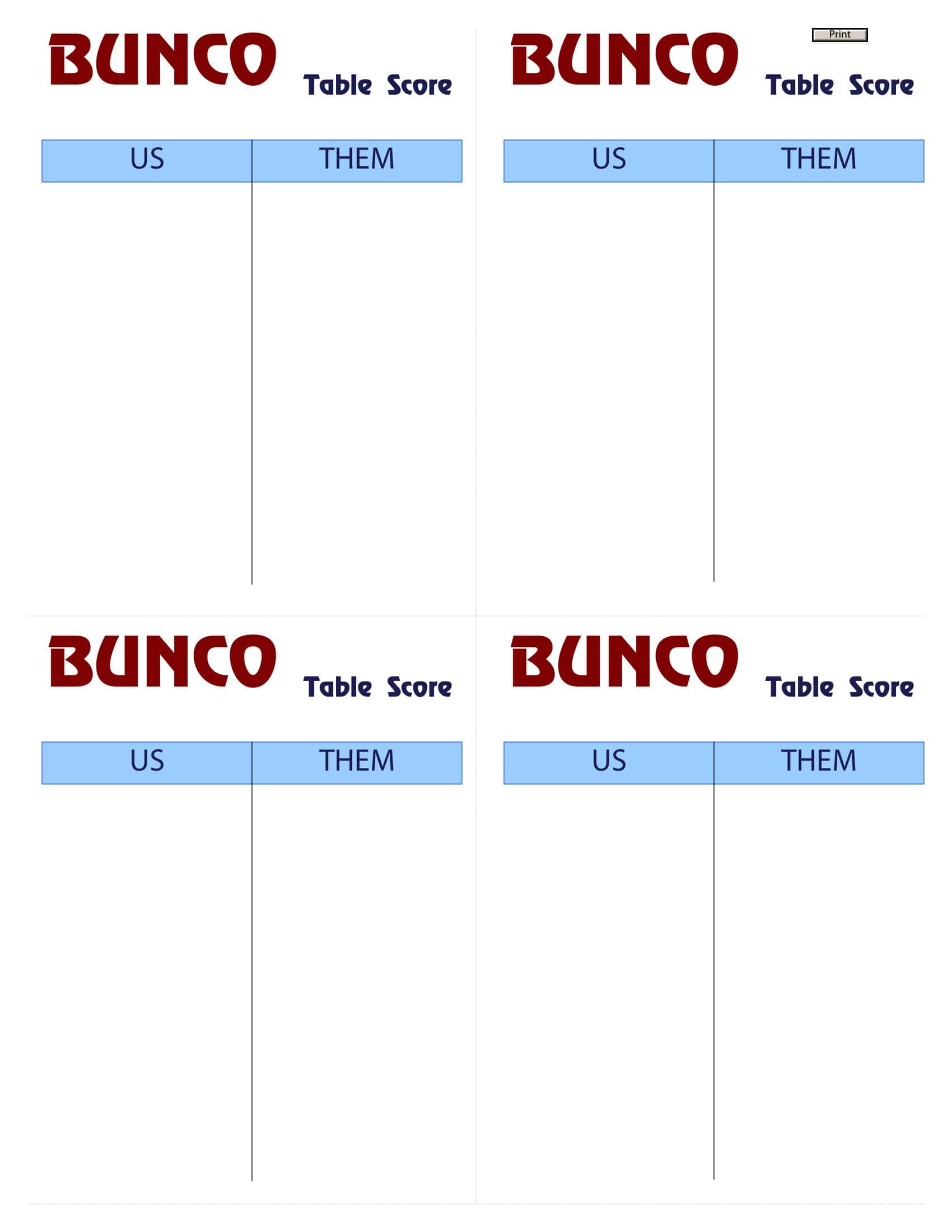 Bunco Score Sheet Word Document Bunco Score Sheet Word Document
