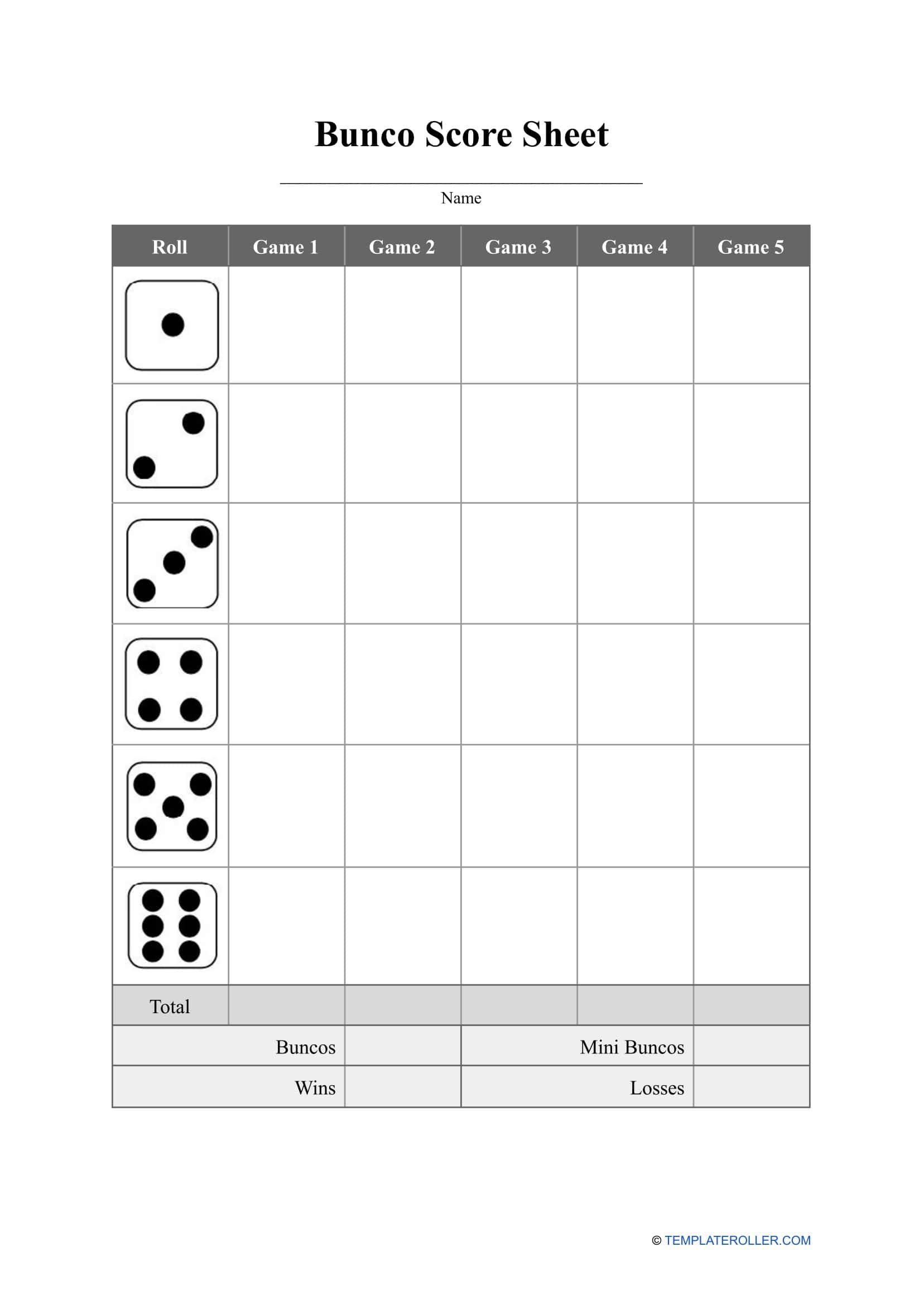 Free Printable Bunco Score Sheet Templates PDF Word Free Printable Bunco Score Sheet Templates PDF Word