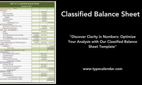 Free Printable Classified Balance Sheet Templates [Excel, PDF] Example