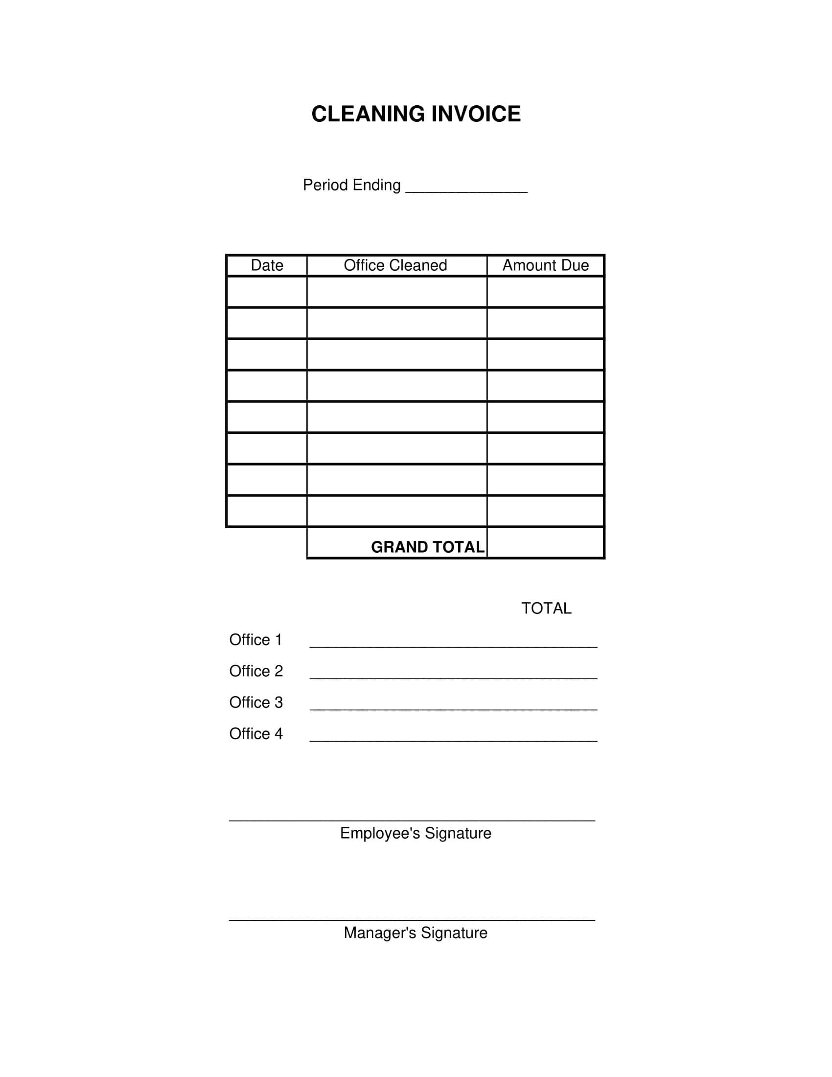 Free Printable Cleaning Invoice Templates Word Excel Free Printable Cleaning Invoice Templates Word Excel