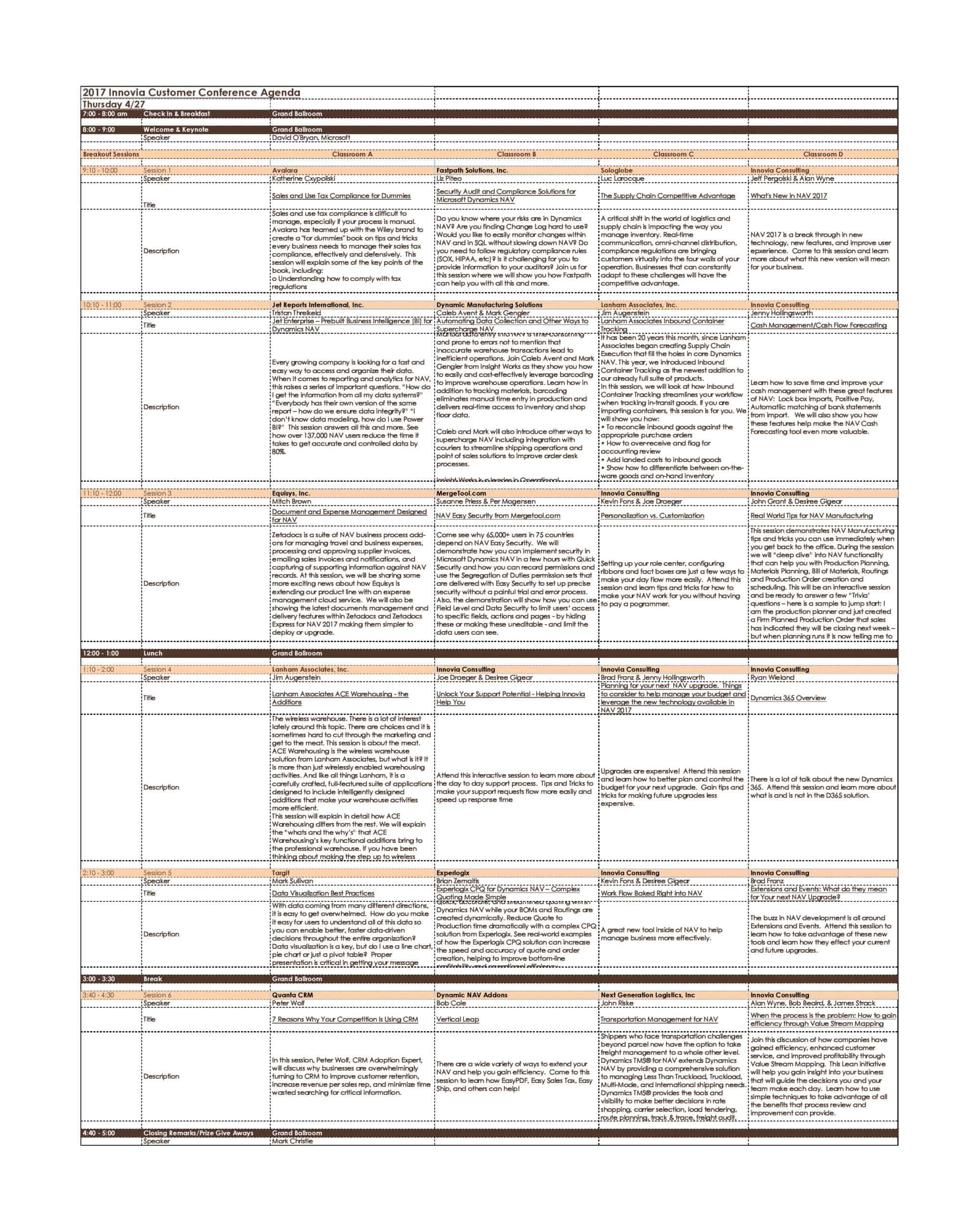 Conference Agenda Template Conference Agenda Template