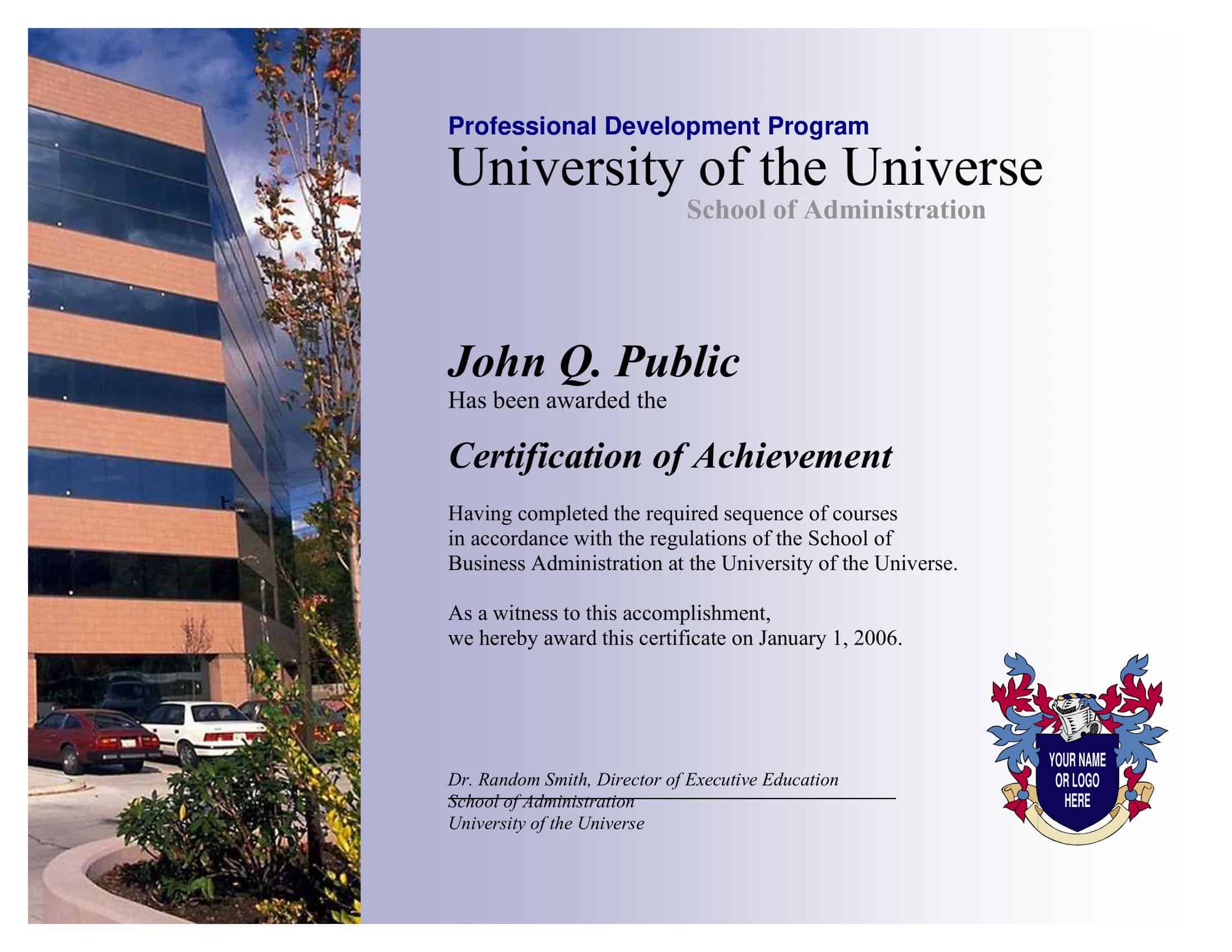 Custom Certificate of Achievement Custom Certificate of Achievement