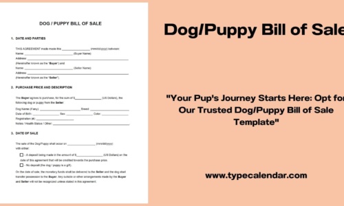 Free Printable Dog / Puppy Bill of Sale [PDF] Contract