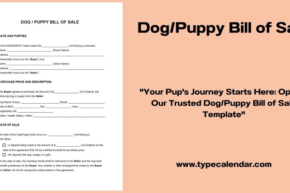Dog Puppy Bill of Sale