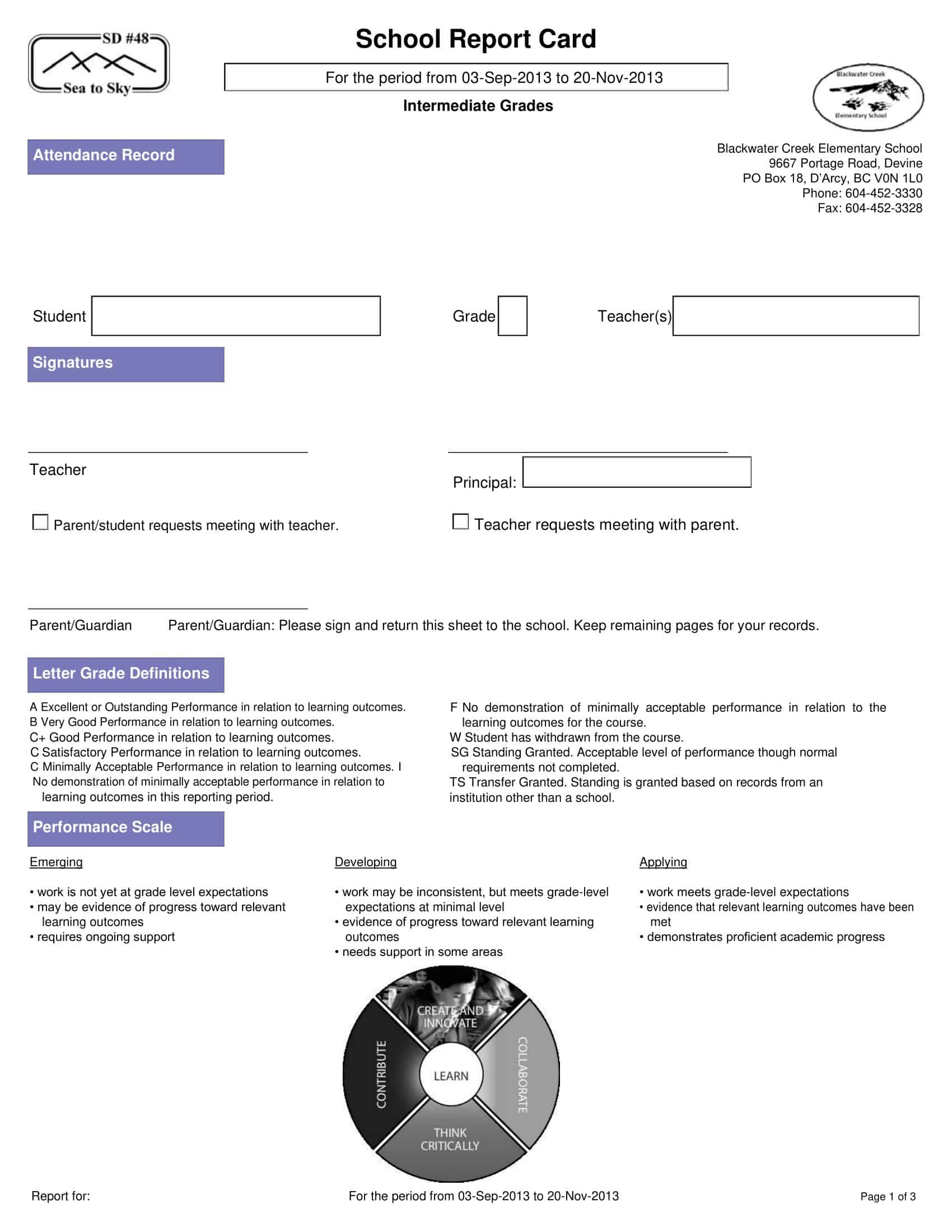 Download Blank Homeschool Report Card Download Blank Homeschool Report Card