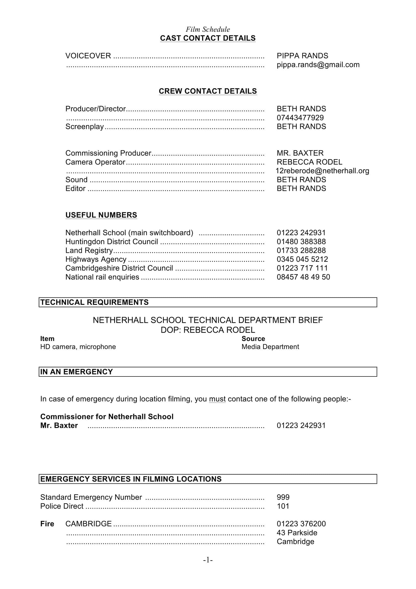 Download Fillable Production Schedule Download Fillable Production Schedule
