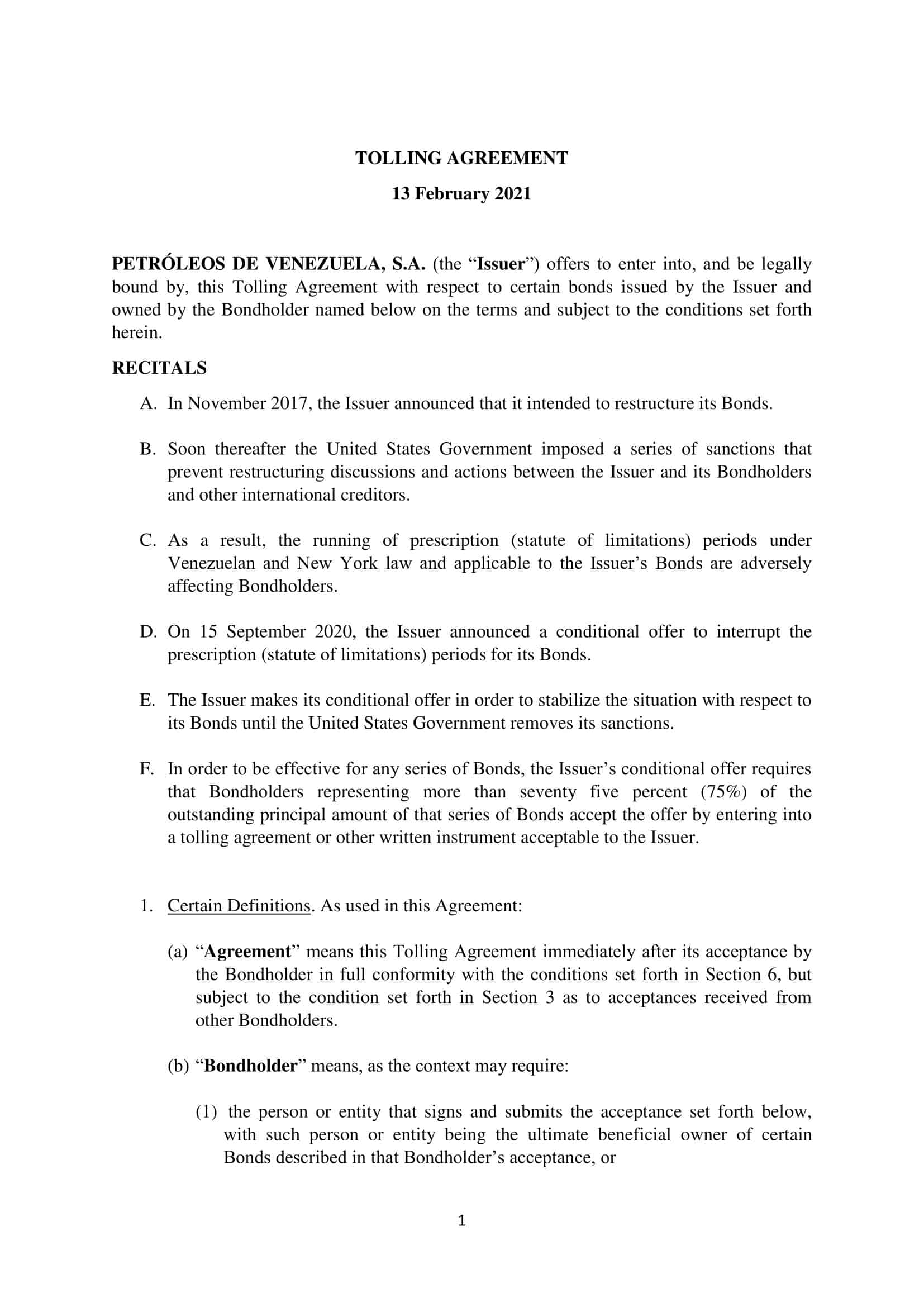 Download Fillable Tolling Agreement Download Fillable Tolling Agreement