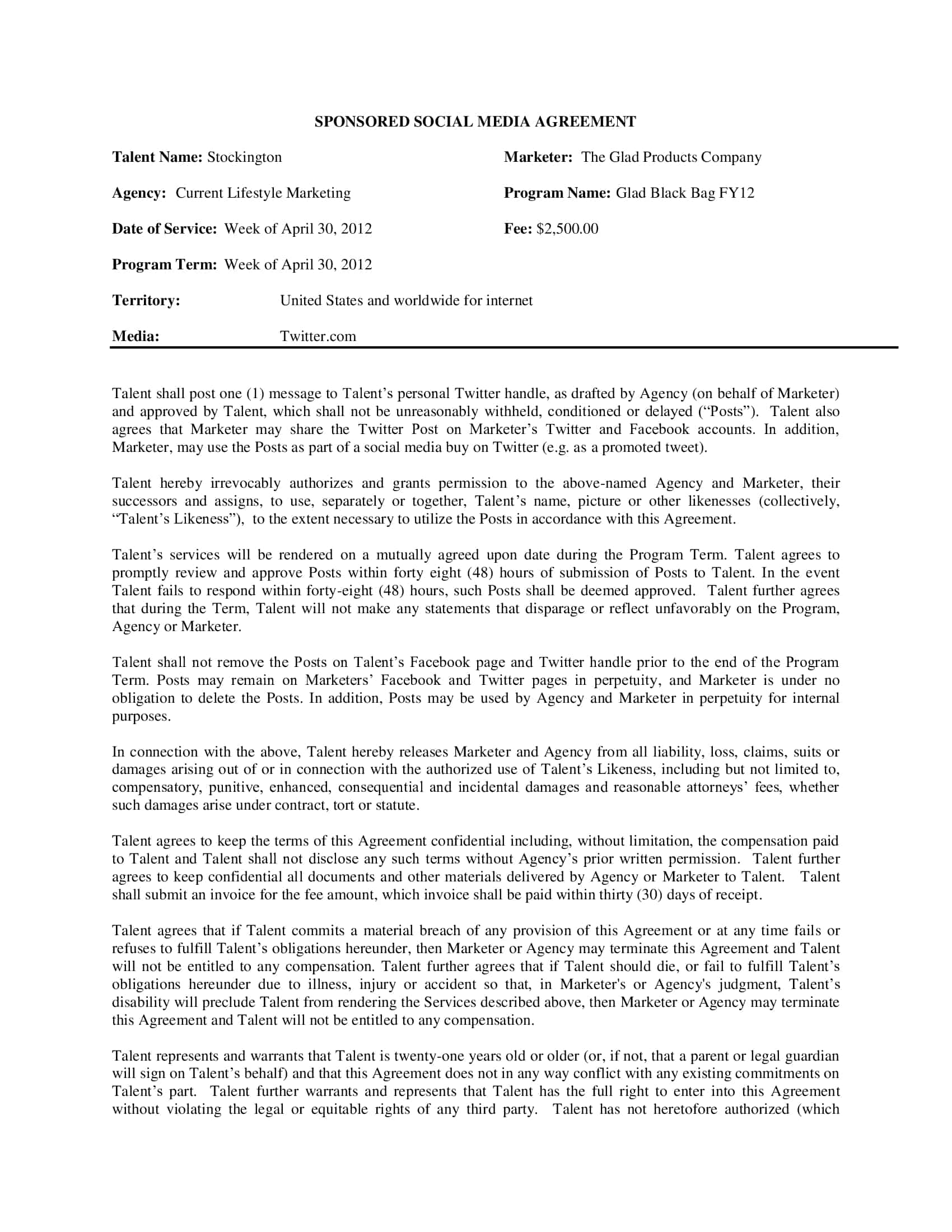 Download Free Social Media Management Contract Download Free Social Media Management Contract