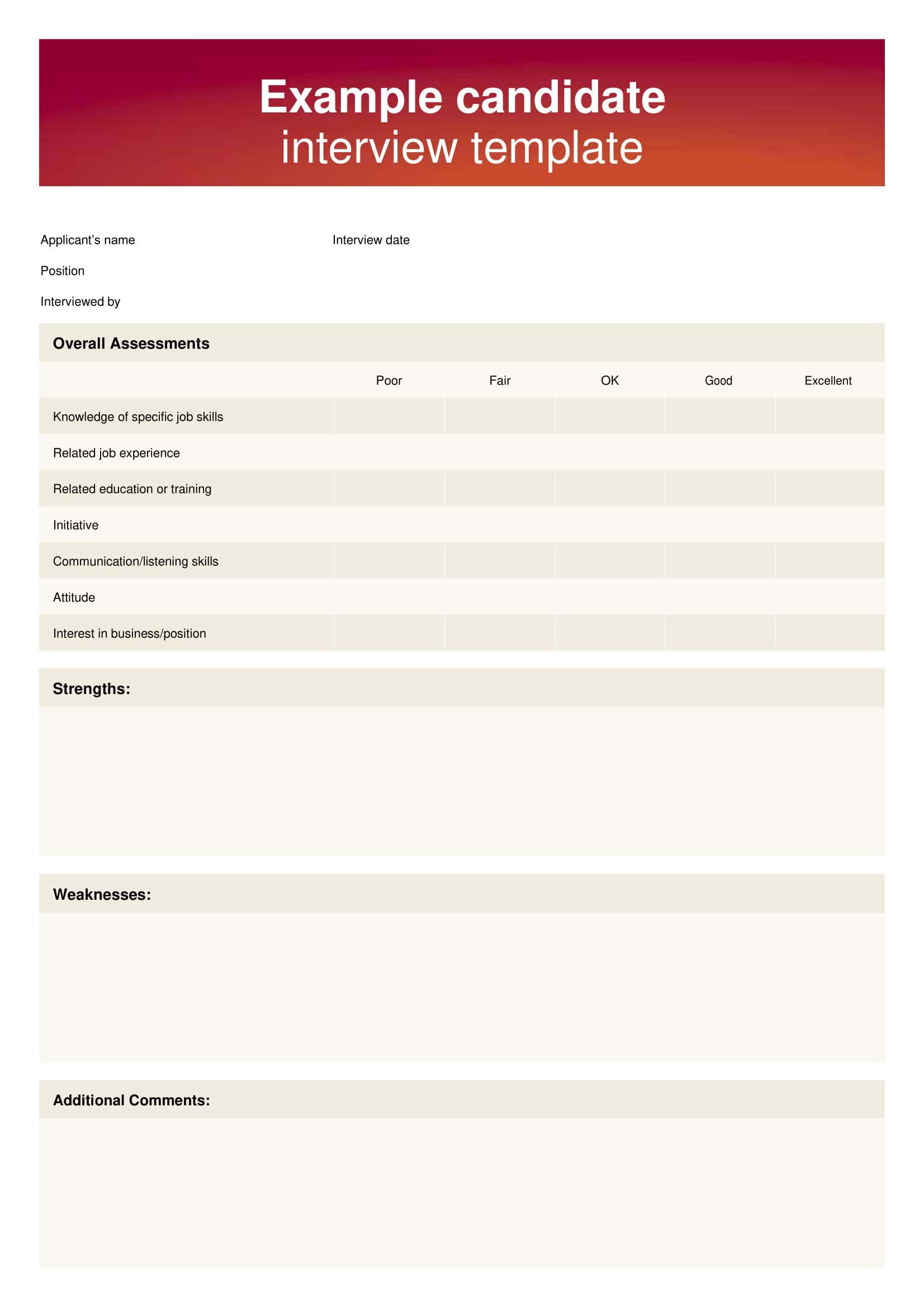 Free Printable Interview Templates [Sample Questions] Employers, Managers