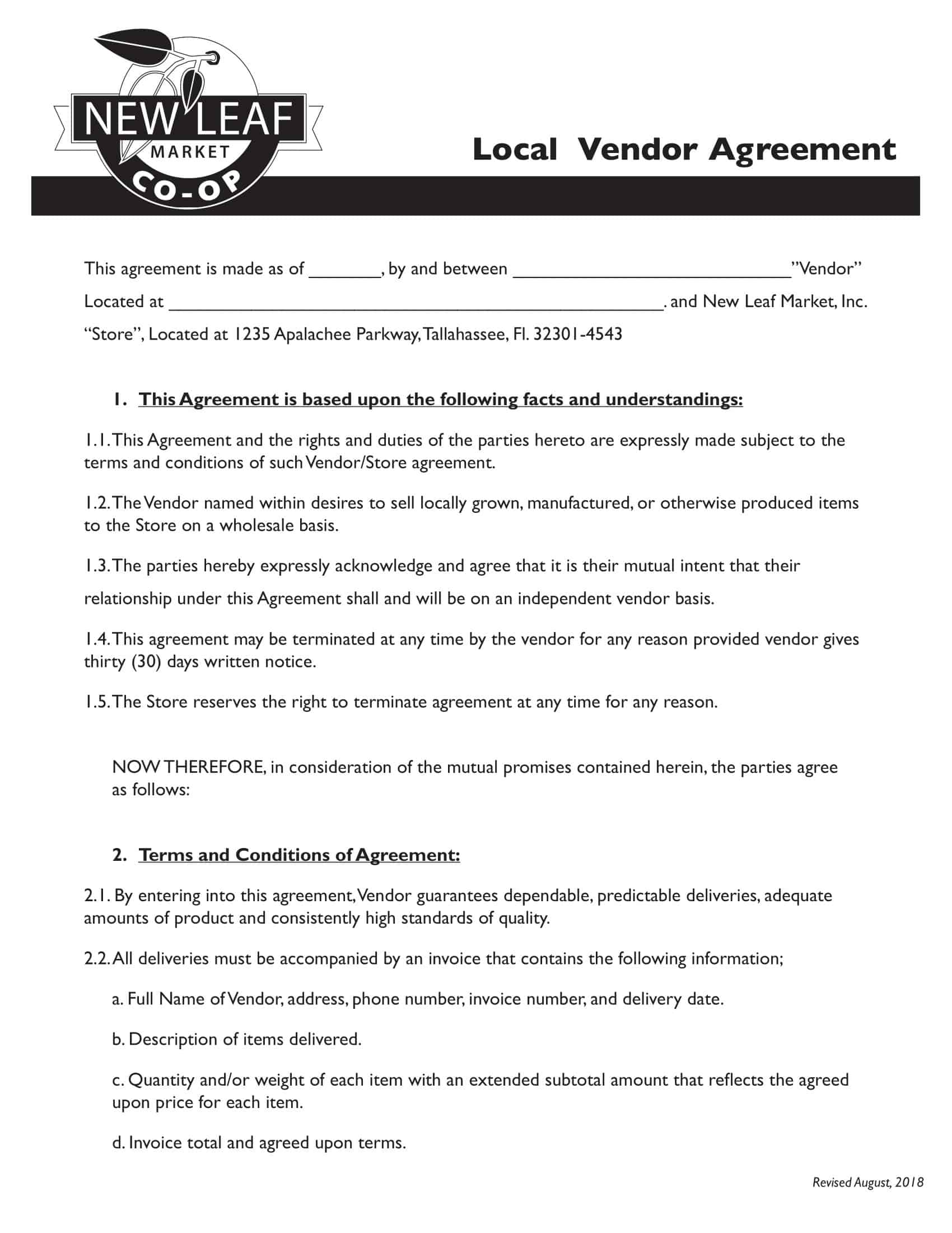 Download Sample Vendor Contract Download Sample Vendor Contract