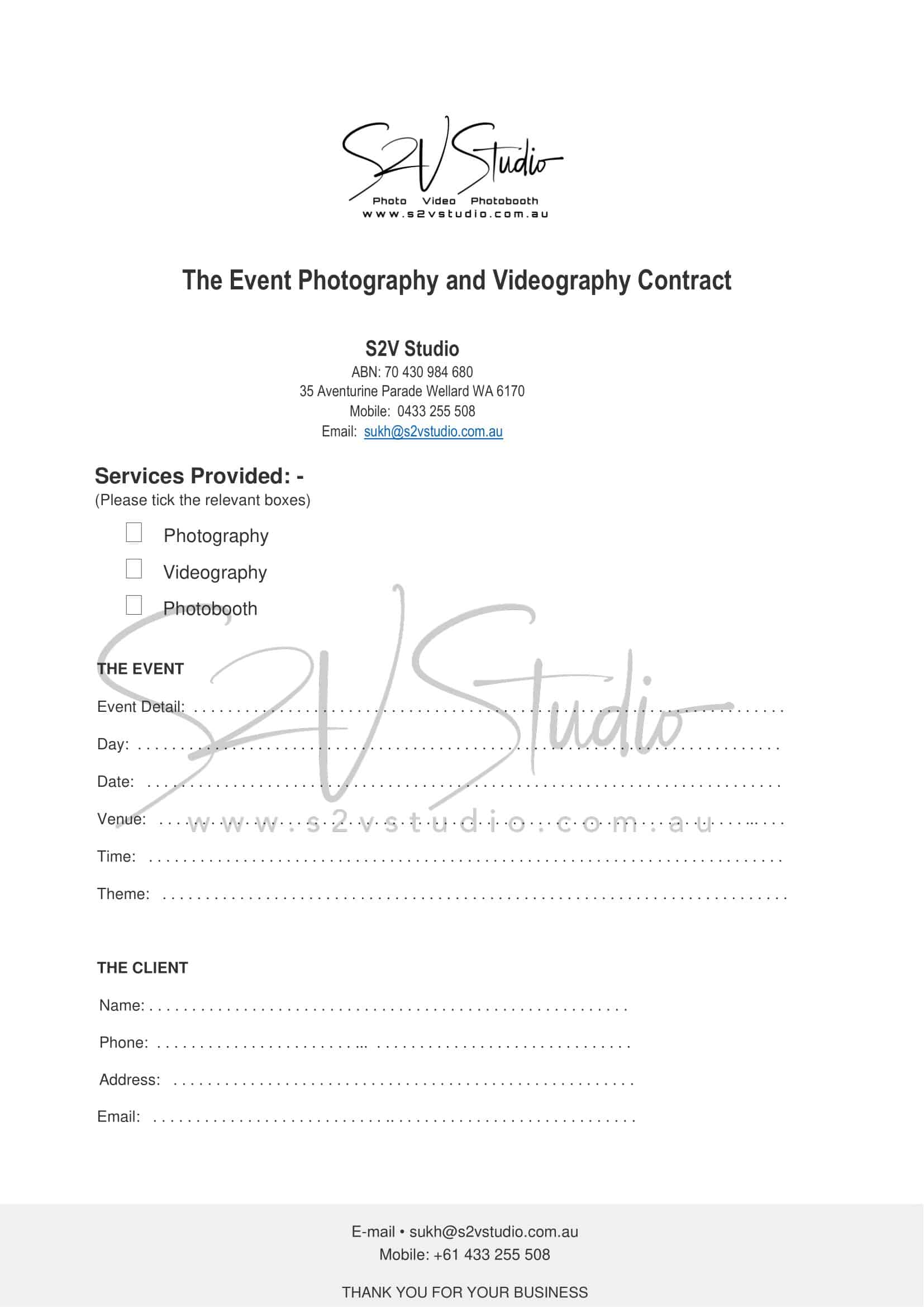 Download Wedding Videography Contract Download Wedding Videography Contract