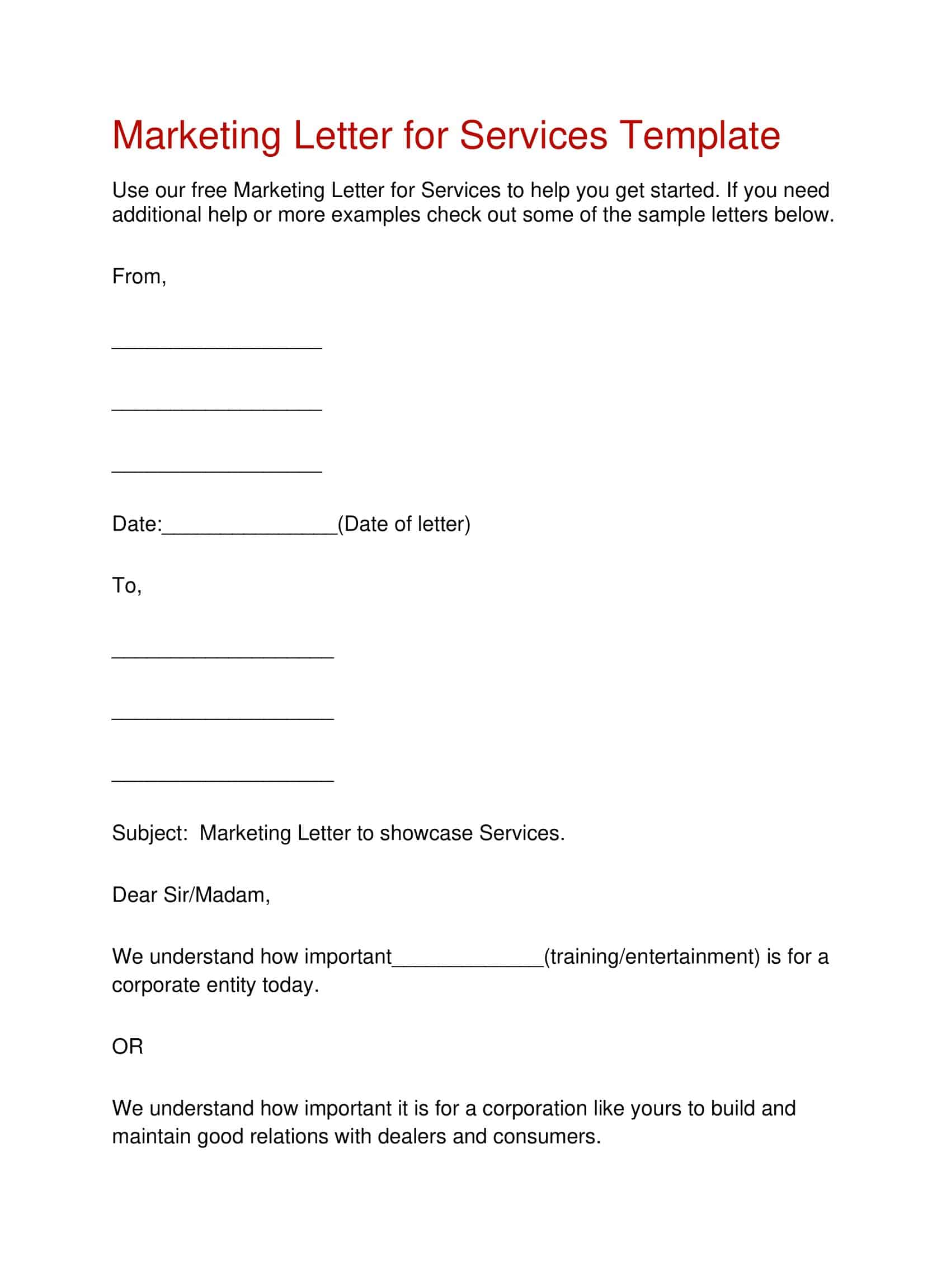 Downloadable Marketing Letter Downloadable Marketing Letter