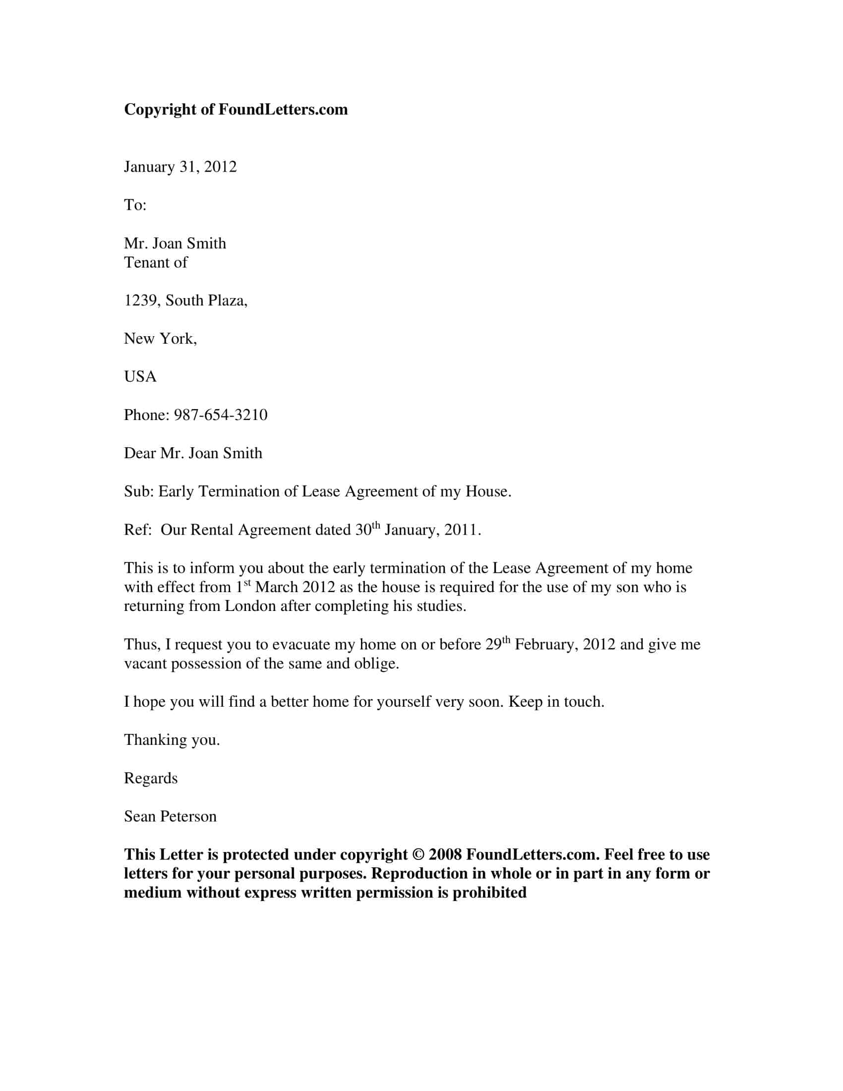Early Lease Termination Letter PDF Sample Early Lease Termination Letter PDF Sample