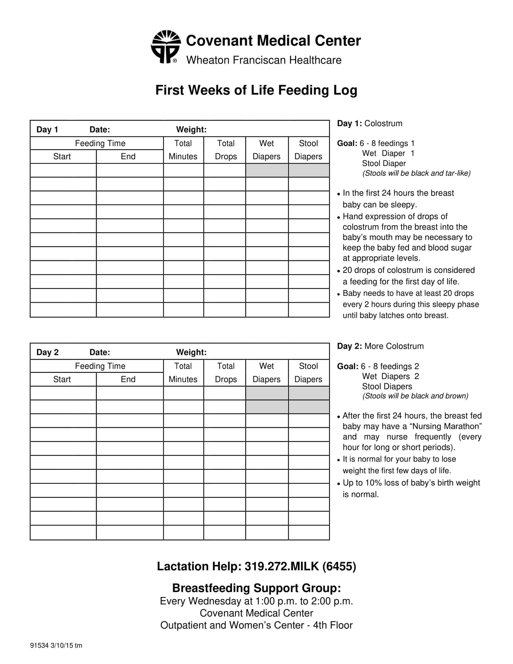 Free Printable Baby Feeding Chart Templates [PDF, Word, Excel]
