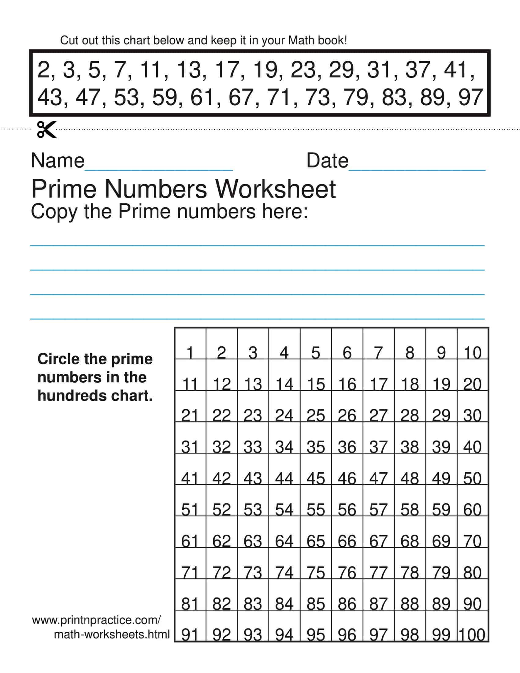 Free Printable Prime Numbers Chart PDF [ 1 To 100, 1000]