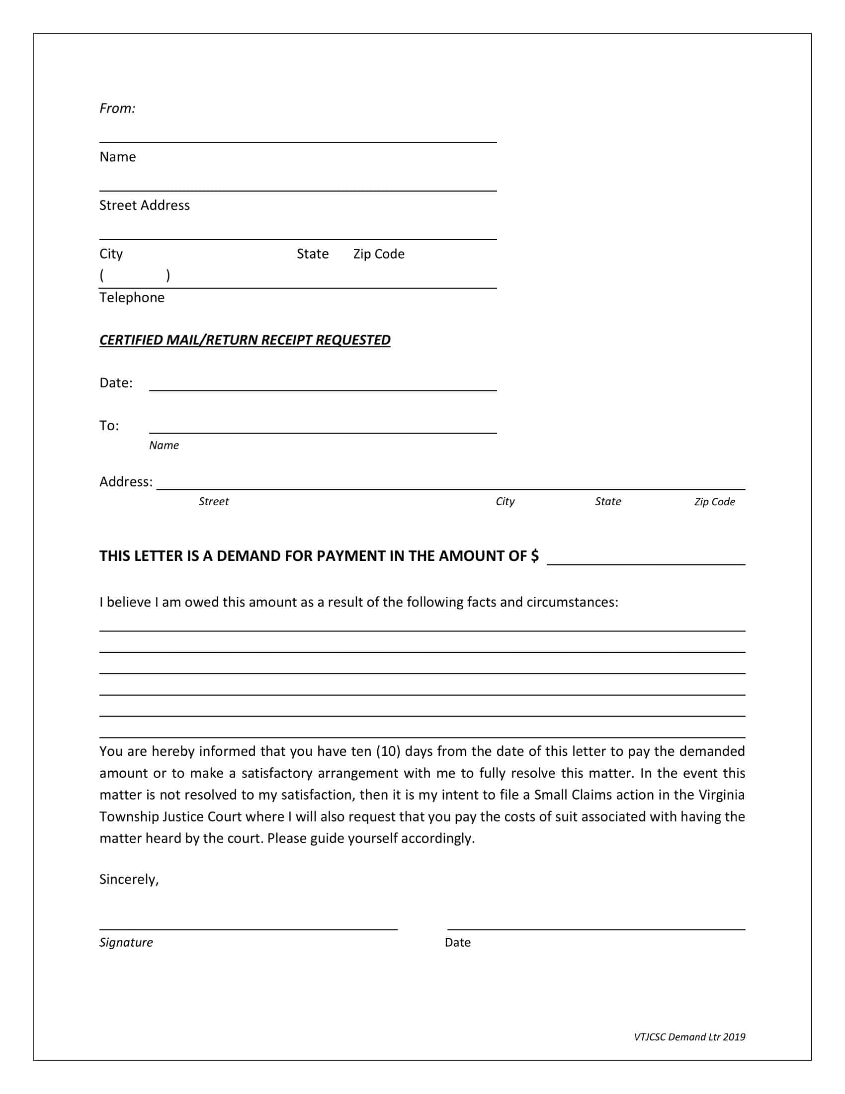 Example Demand For Payment Letter Word Example Demand For Payment Letter Word