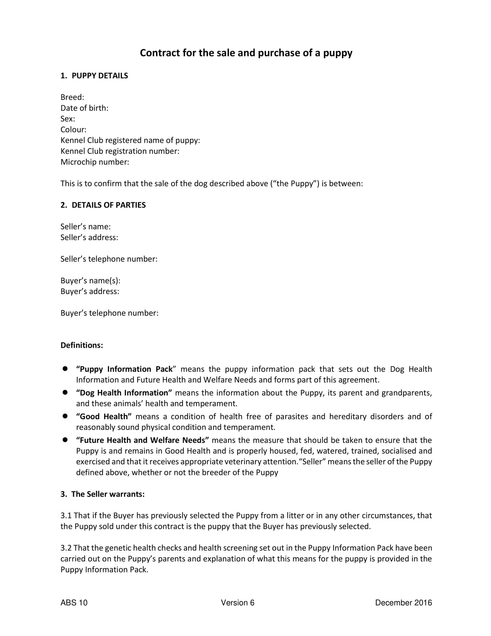 Example Dog Bill of Sale Example Dog Bill of Sale