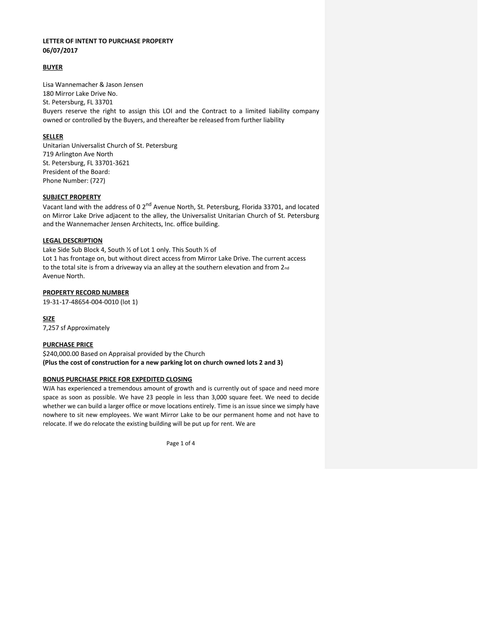 Example PDF Letter of Intent to Purchase Example PDF Letter of Intent to Purchase