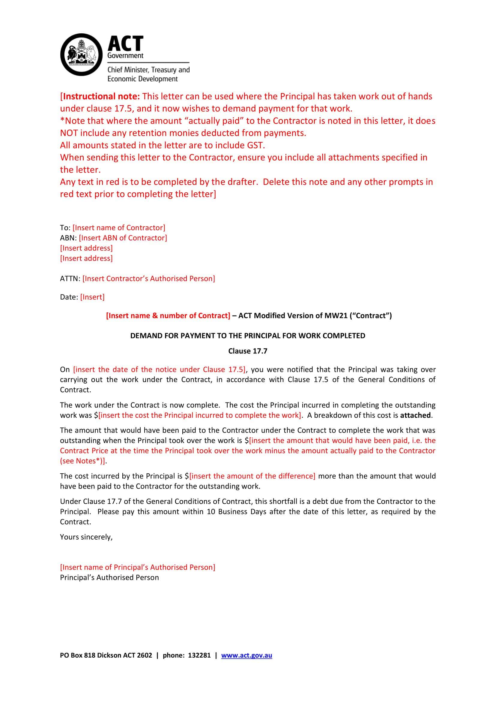 Example Printable Demand For Payment Letter Example Printable Demand For Payment Letter