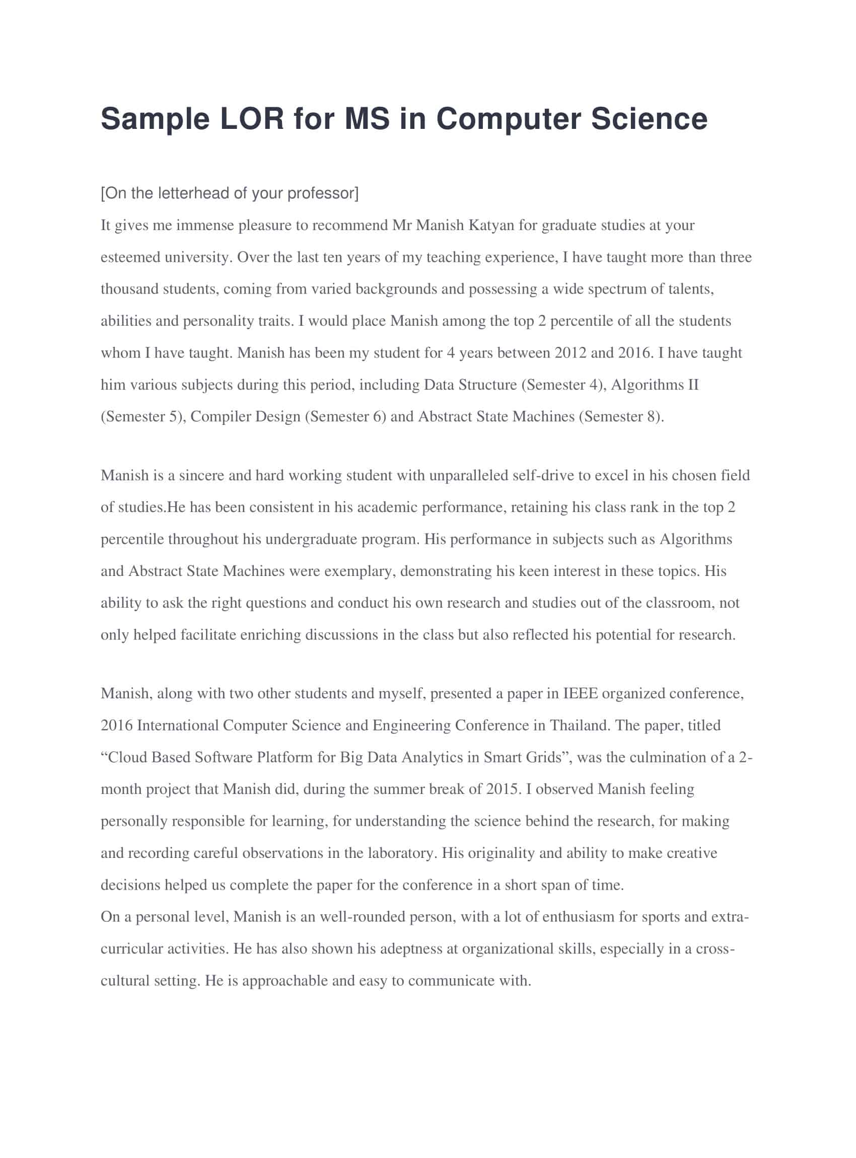 Example Printable Letter Of Recommendation For Graduate School Example Printable Letter Of Recommendation For Graduate School