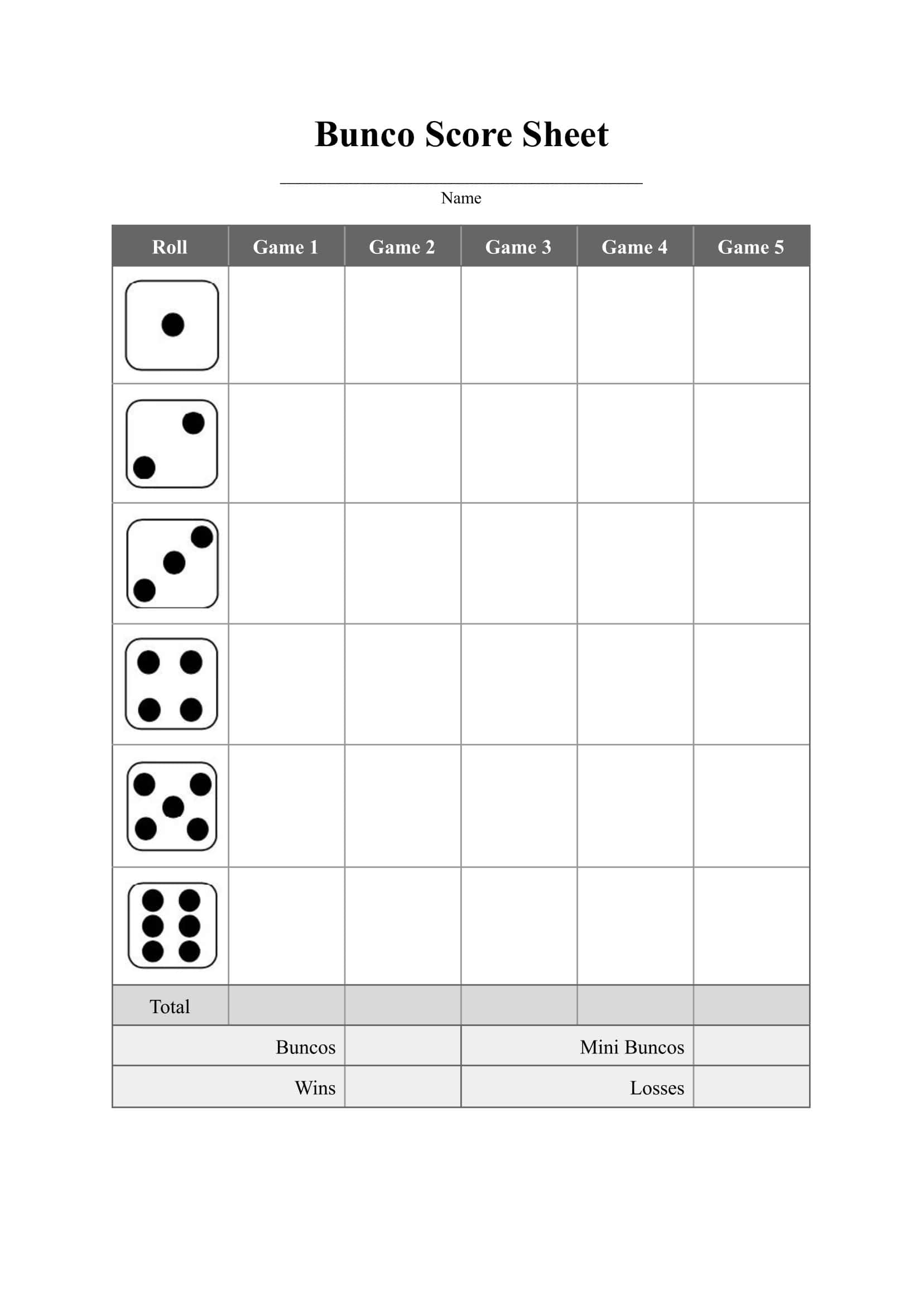 Free Printable Bunco Score Sheet Templates Pdf Word Free Printable Bunco Score Sheet Templates Pdf Word