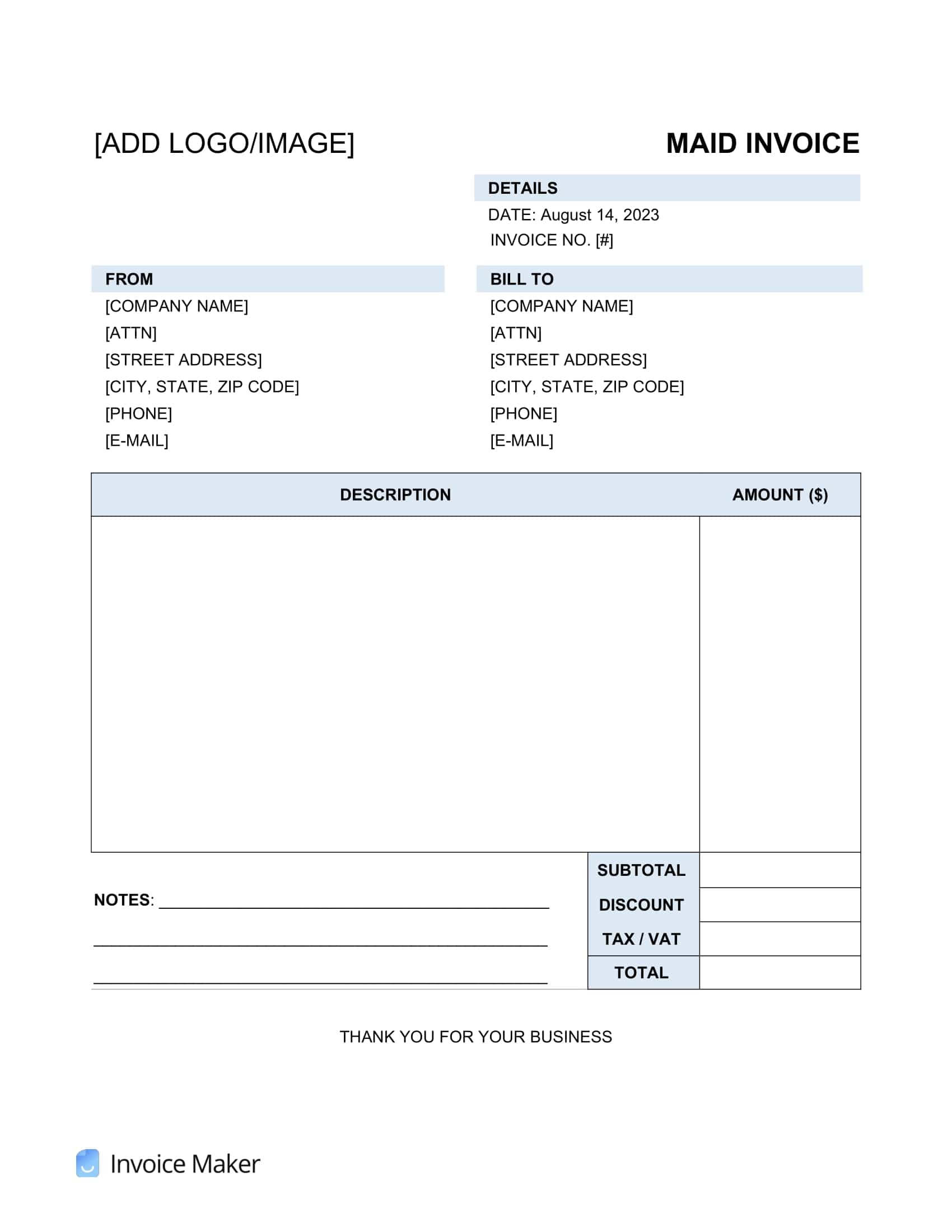 Example of Cleaning Invoice in Word Example of Cleaning Invoice in Word