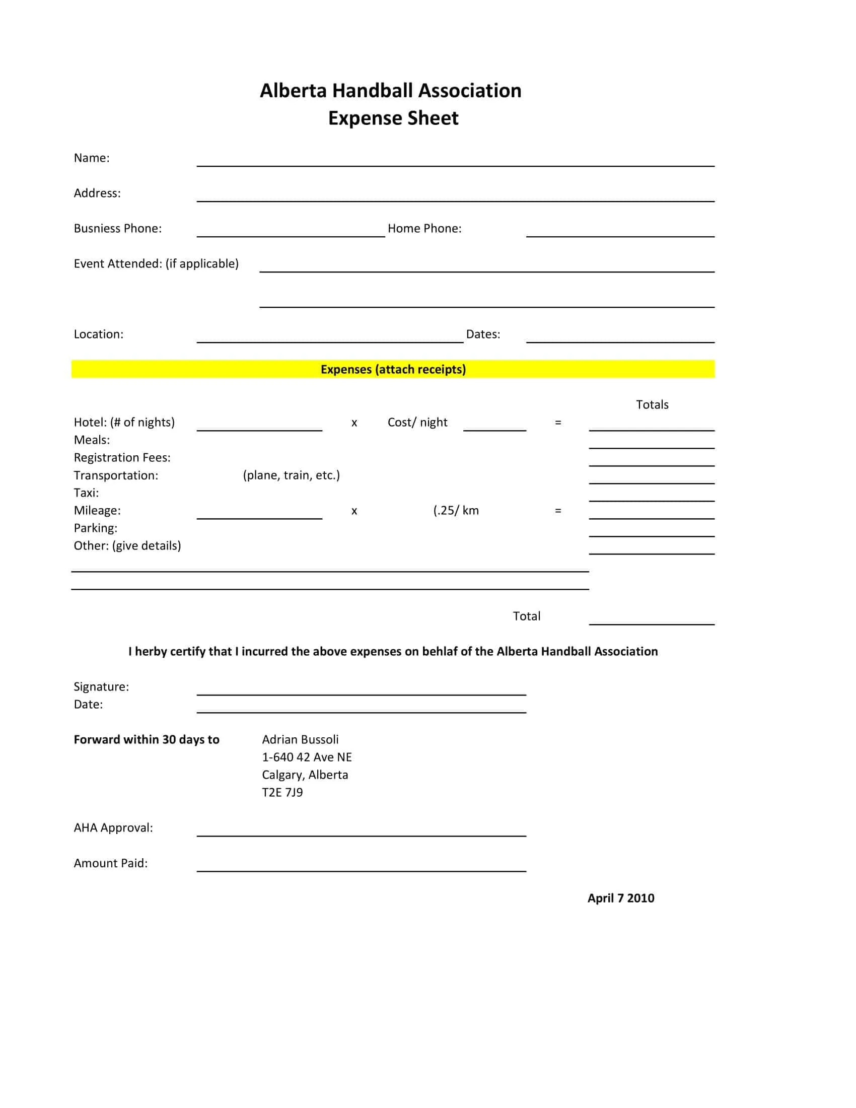 Example of Editable Business Expense Spreadsheet Example of Editable Business Expense Spreadsheet
