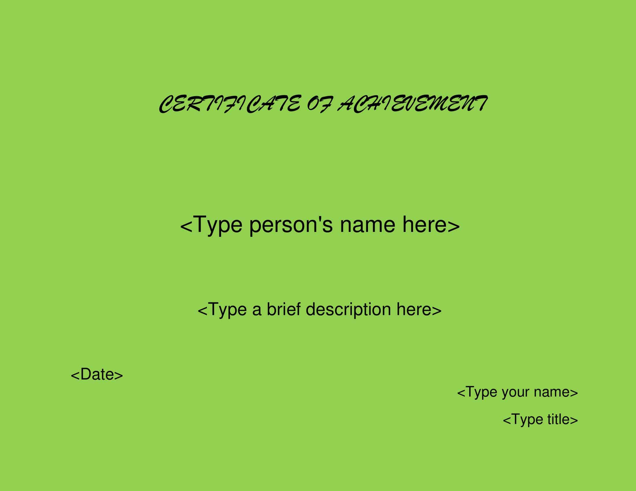 Example of Editable Certificate of Achievement Example of Editable Certificate of Achievement