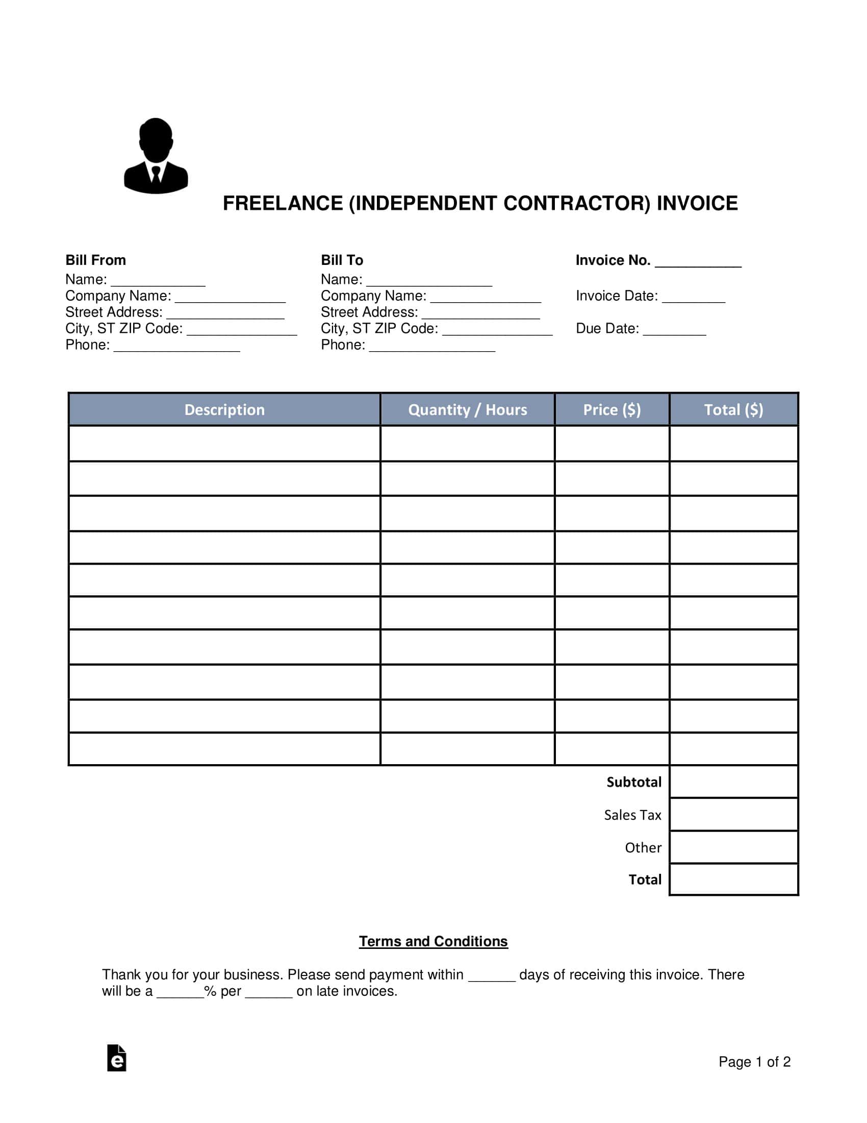 Example of Freelance Invoice in PDF Example of Freelance Invoice in PDF