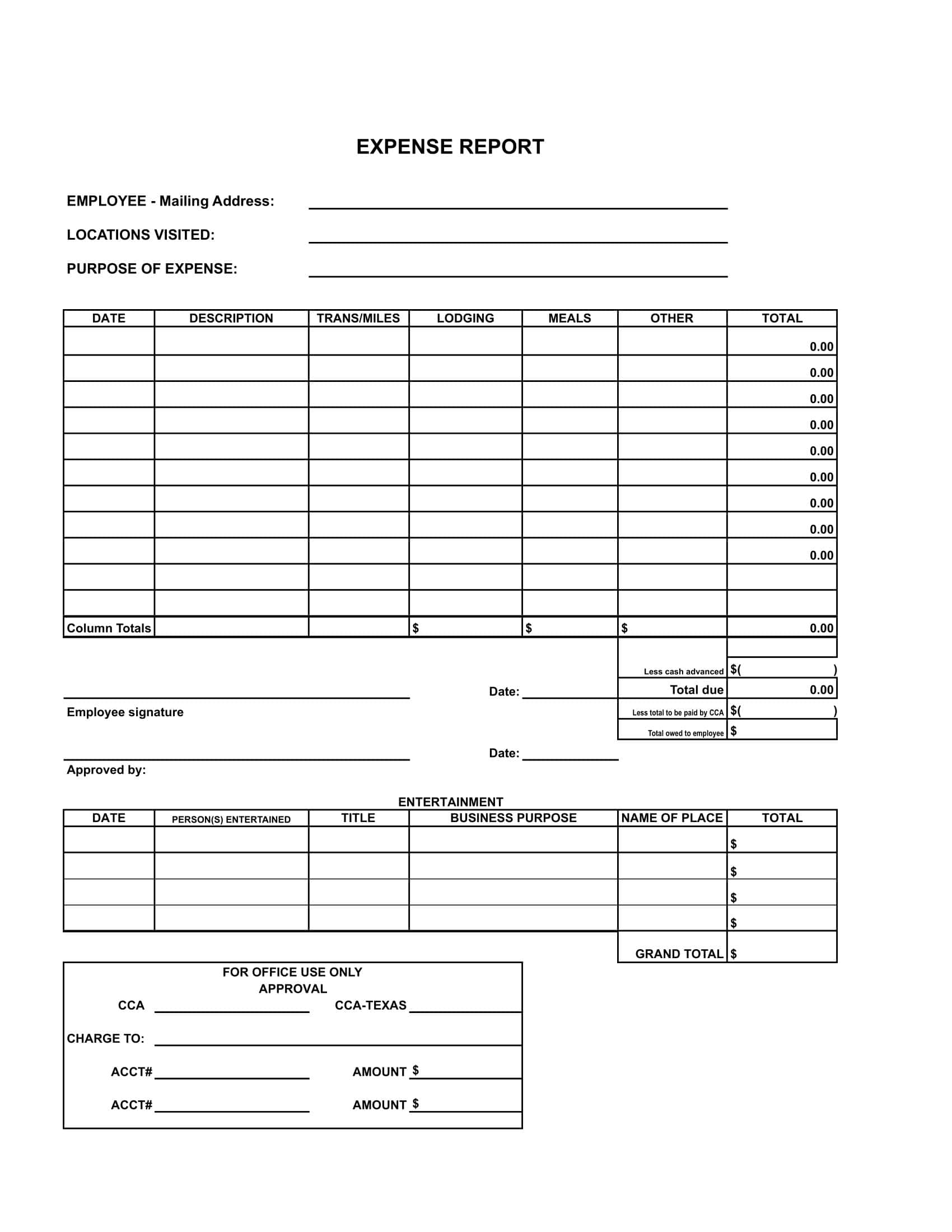 Free Printable Expense Report Template Free Printable Expense Report Template