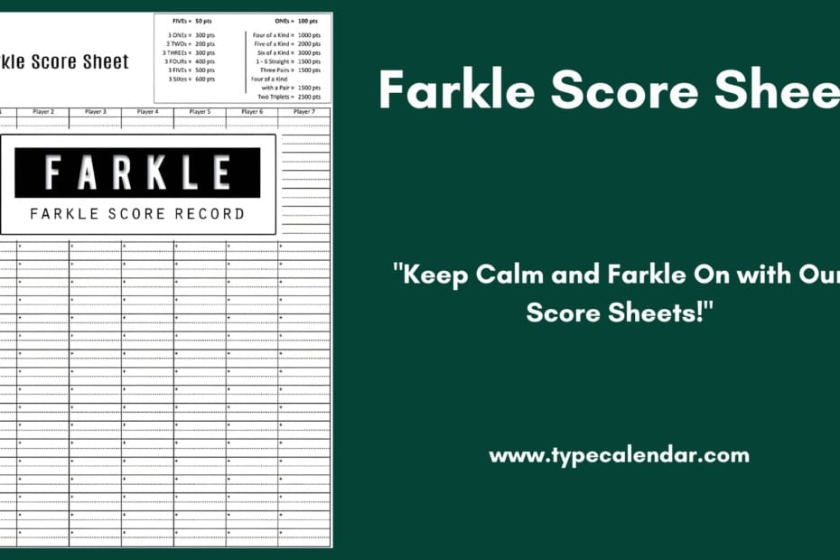 Farkle Score Sheet