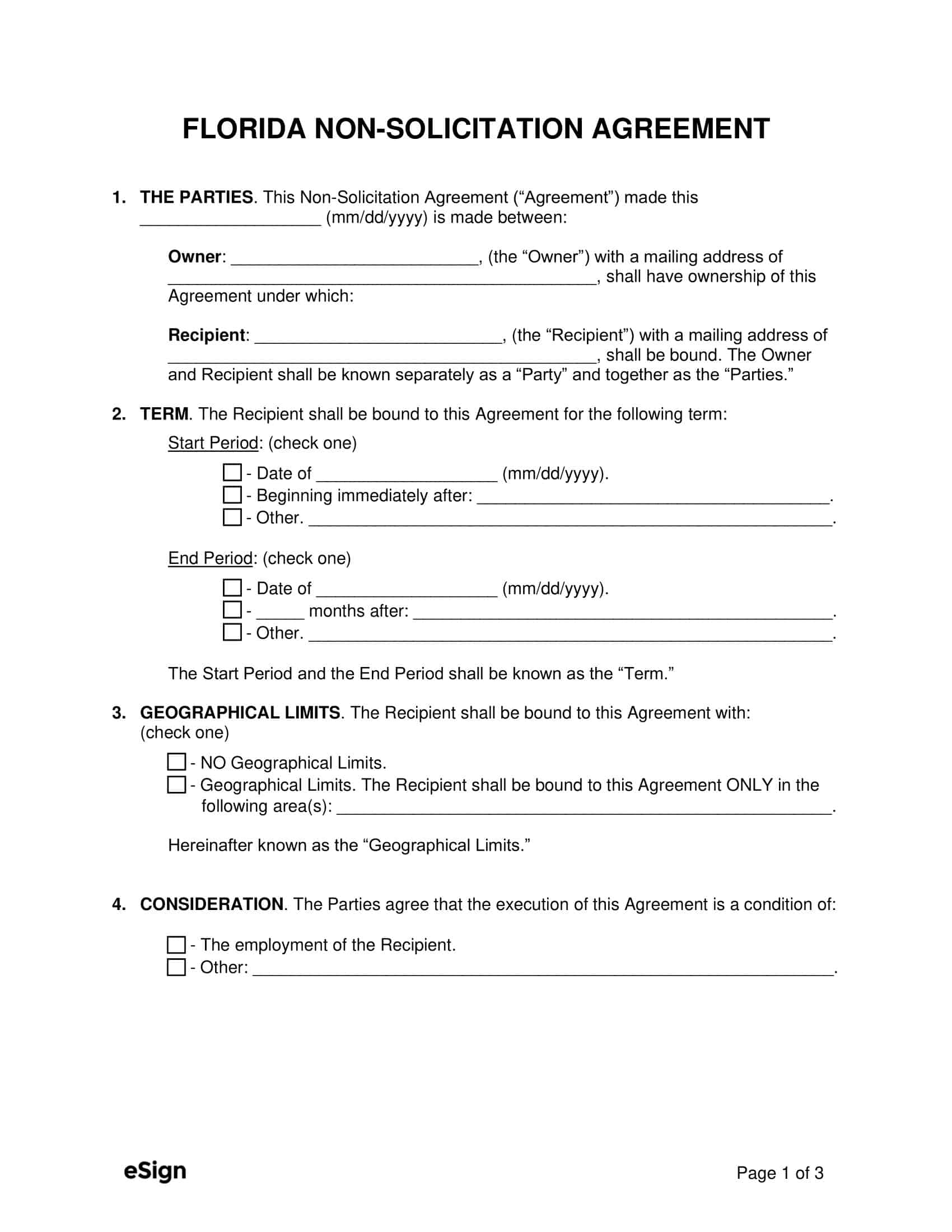 Fillable Non Solicitation Agreement Fillable Non Solicitation Agreement