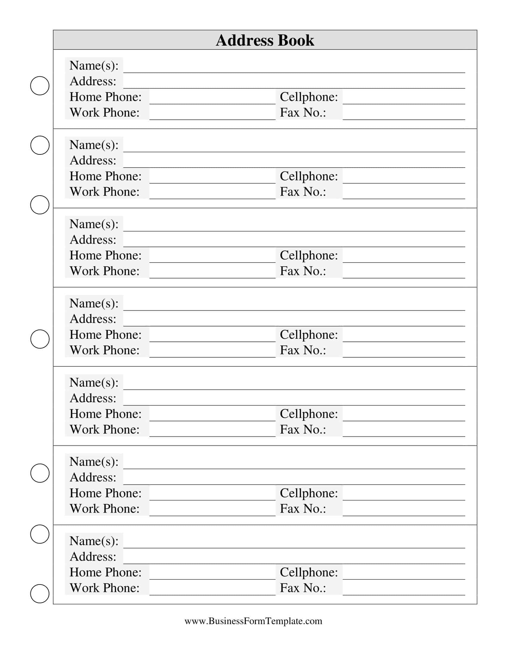 Free Printable Address Book Templates PDF Excel Word Free Printable Address Book Templates PDF Excel Word