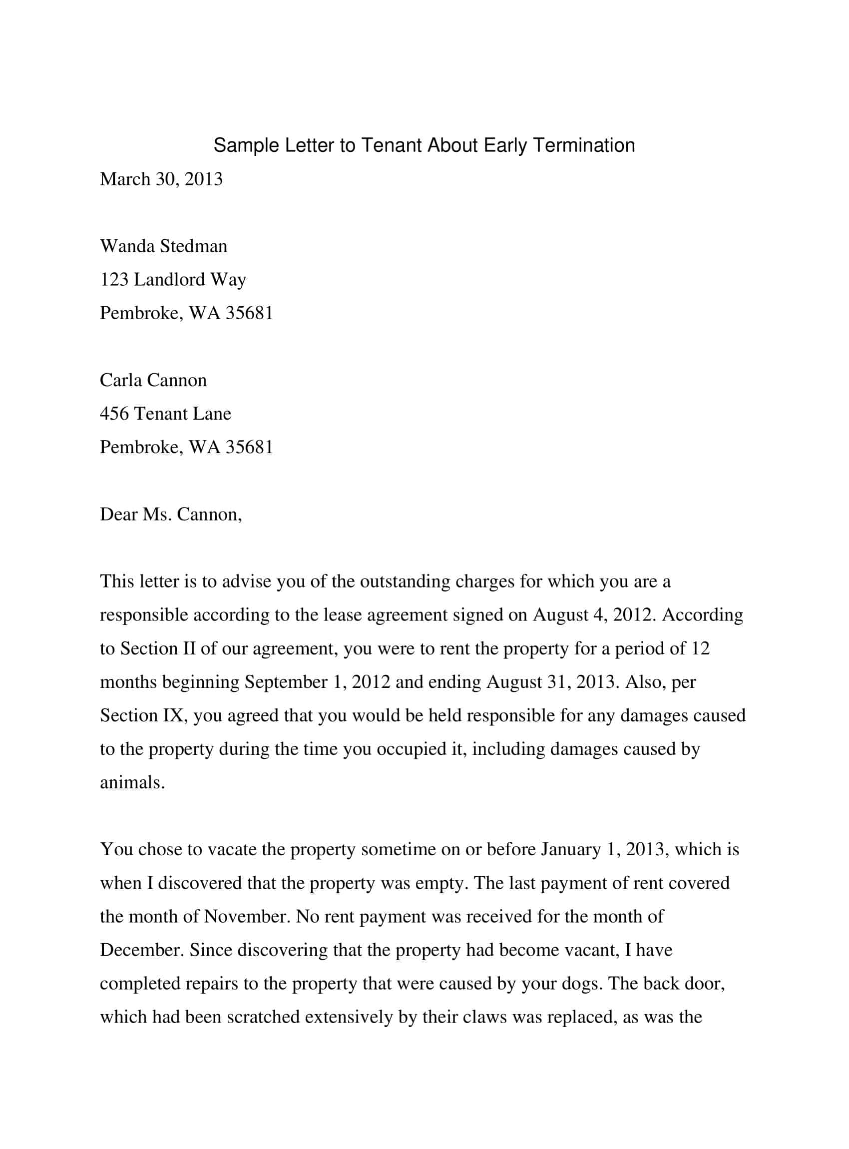 Free Blank Early Lease Termination Letter Download Free Blank Early Lease Termination Letter Download