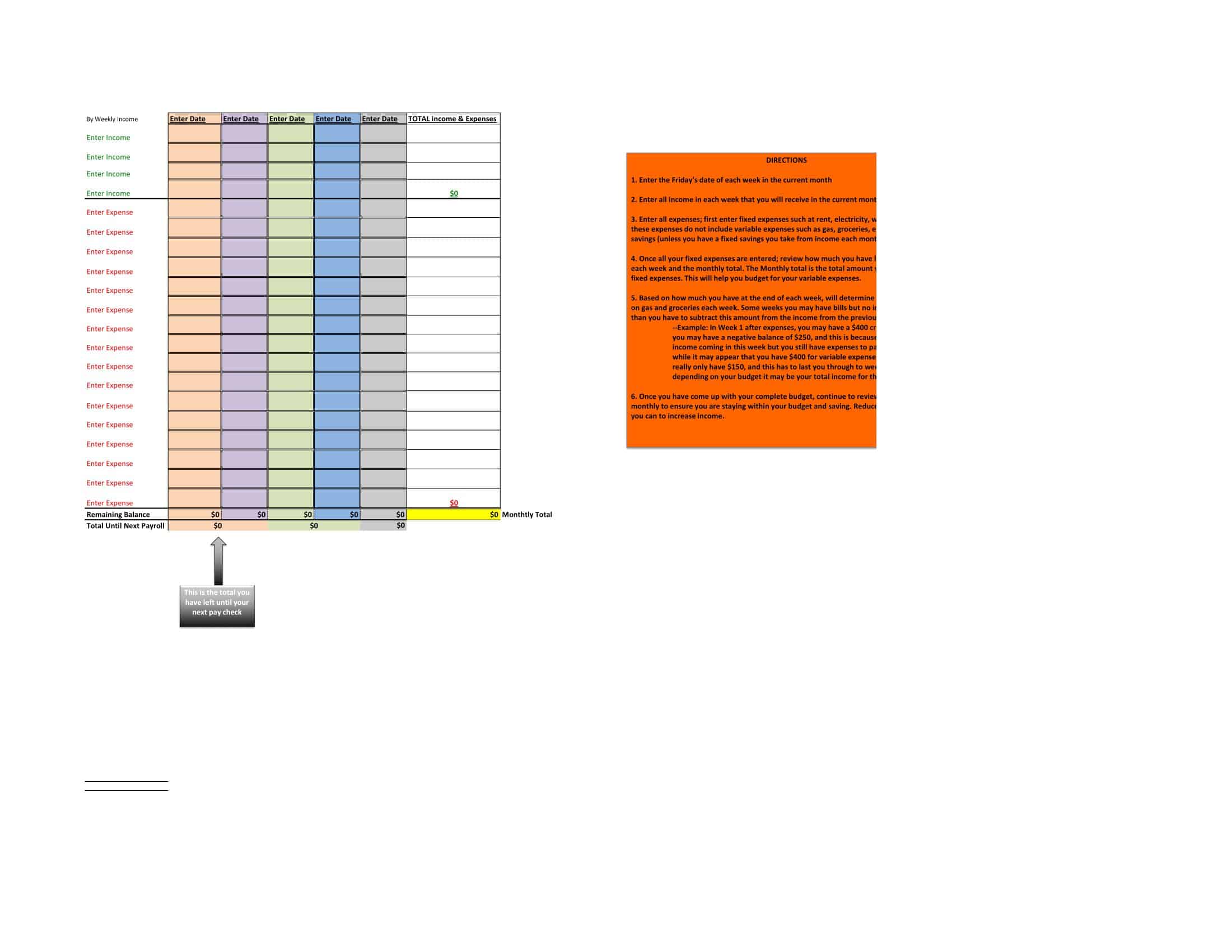 Free Blank Weekly Budget Free Blank Weekly Budget