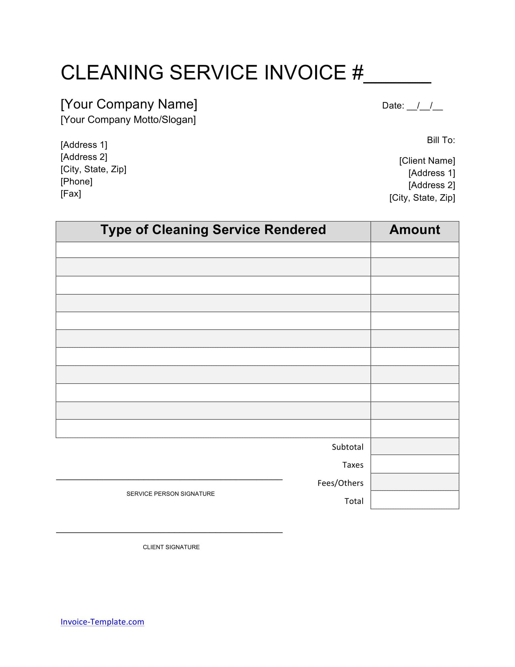 Cleaning Service Invoice Template Cleaning Service Invoice Template