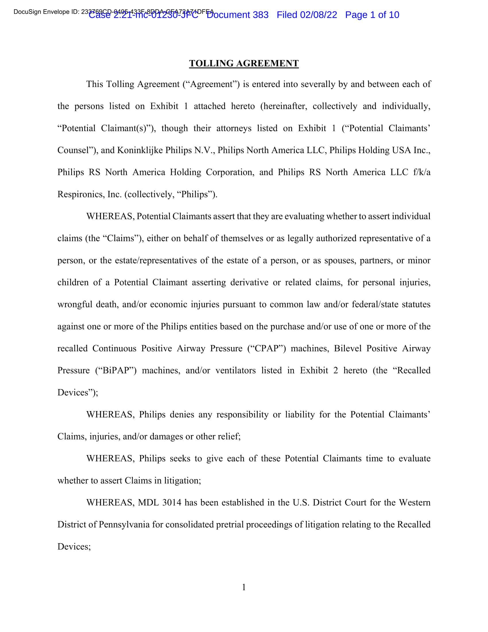 Free Download Tolling Agreement Free Download Tolling Agreement