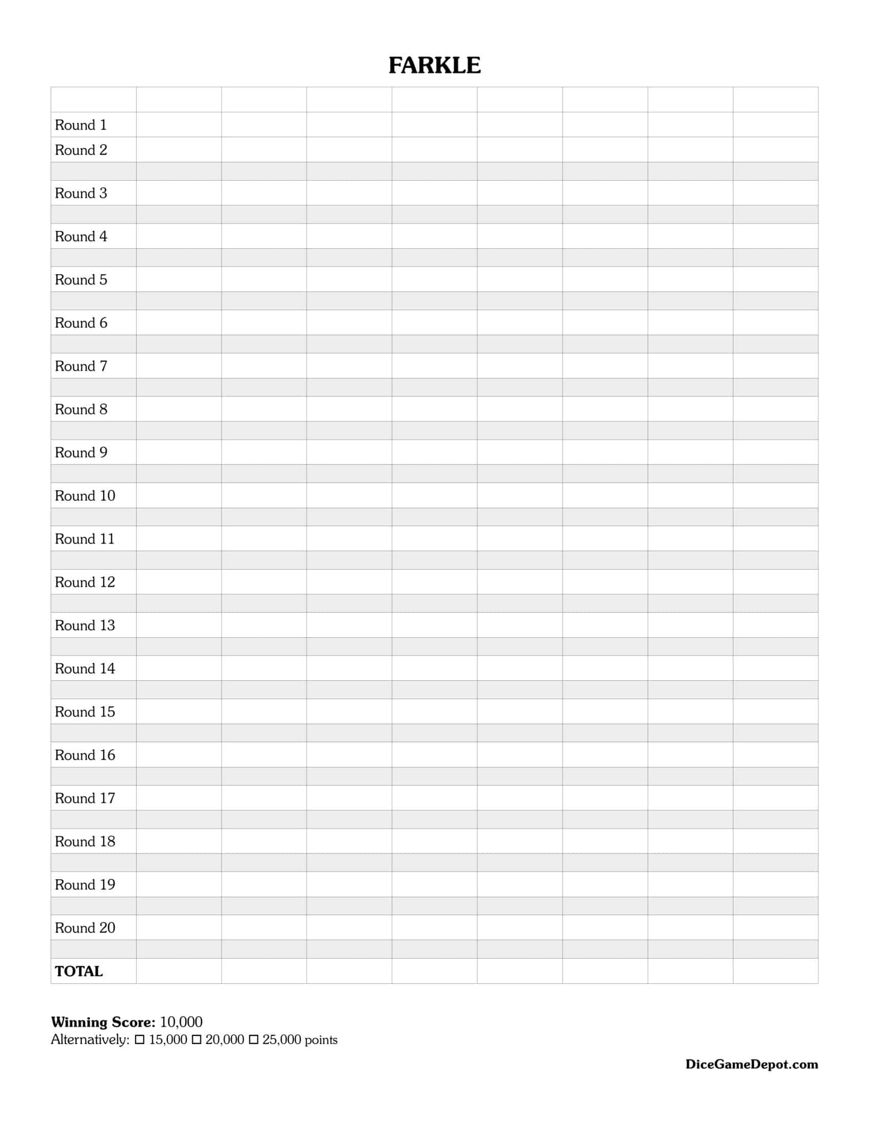 free printable farkle score sheet [excel, pdf] & rules - gameplay