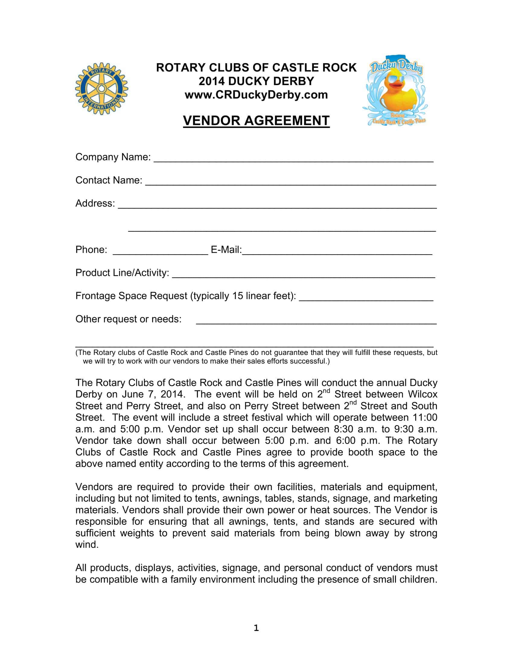 Free Downloadable Vendor Contract Free Downloadable Vendor Contract