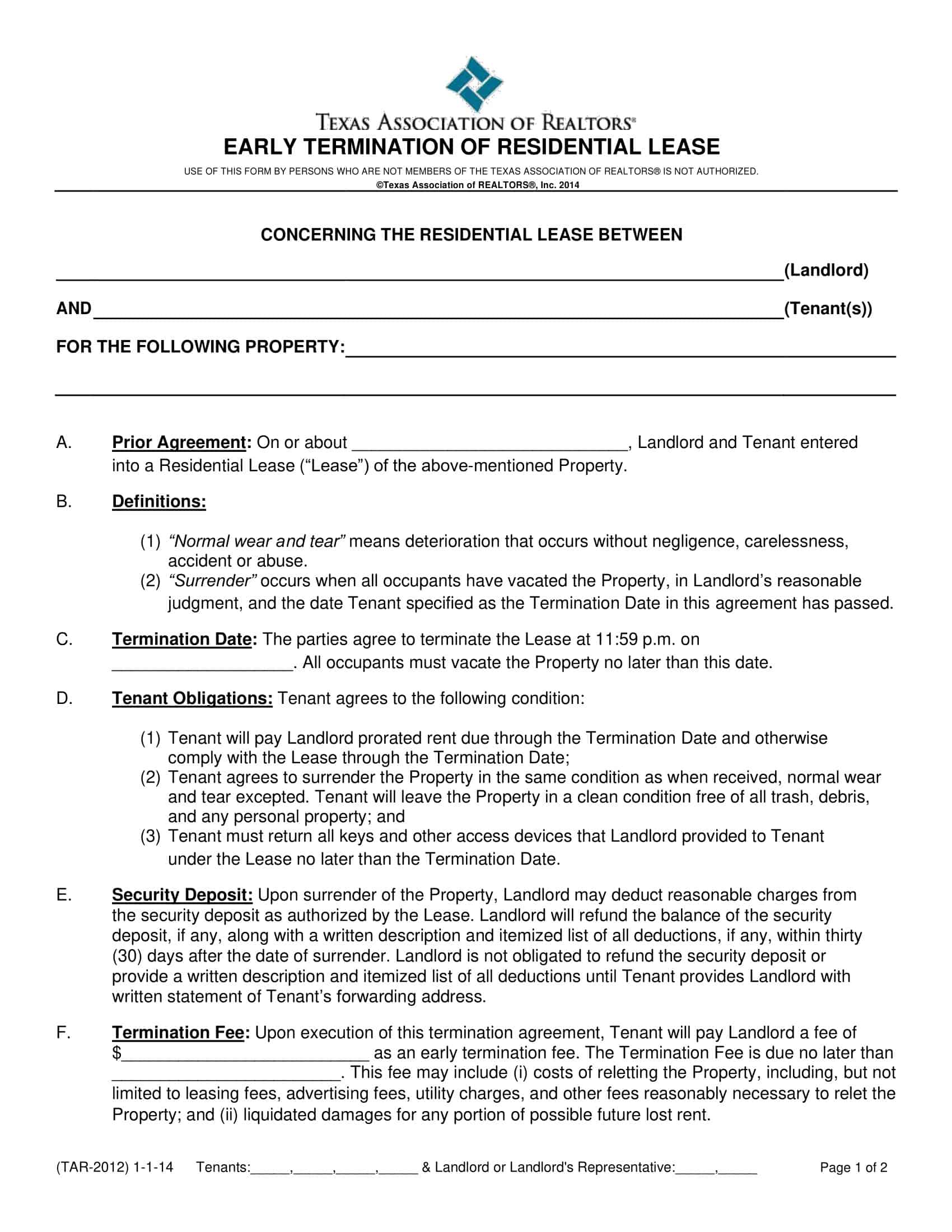 Free Early Lease Termination Letter Template Free Early Lease Termination Letter Template