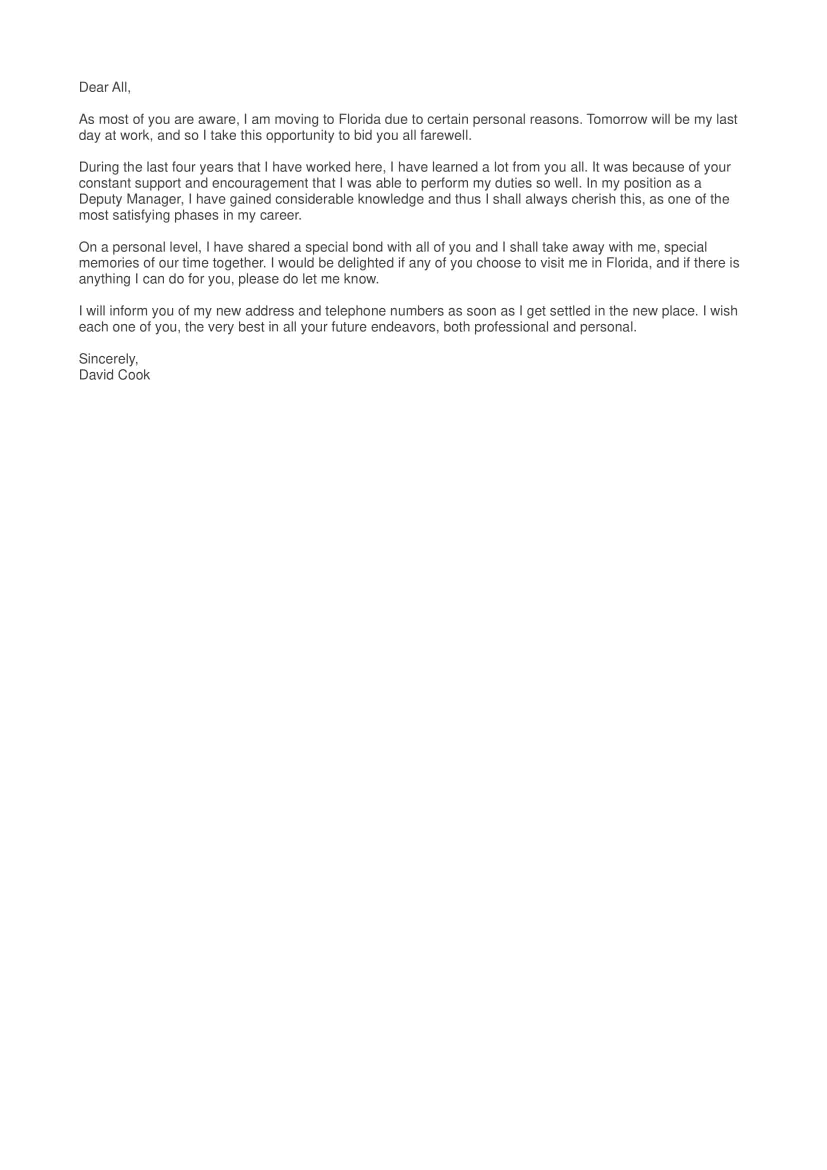 Free PDF Farewell Letter Template Free PDF Farewell Letter Template