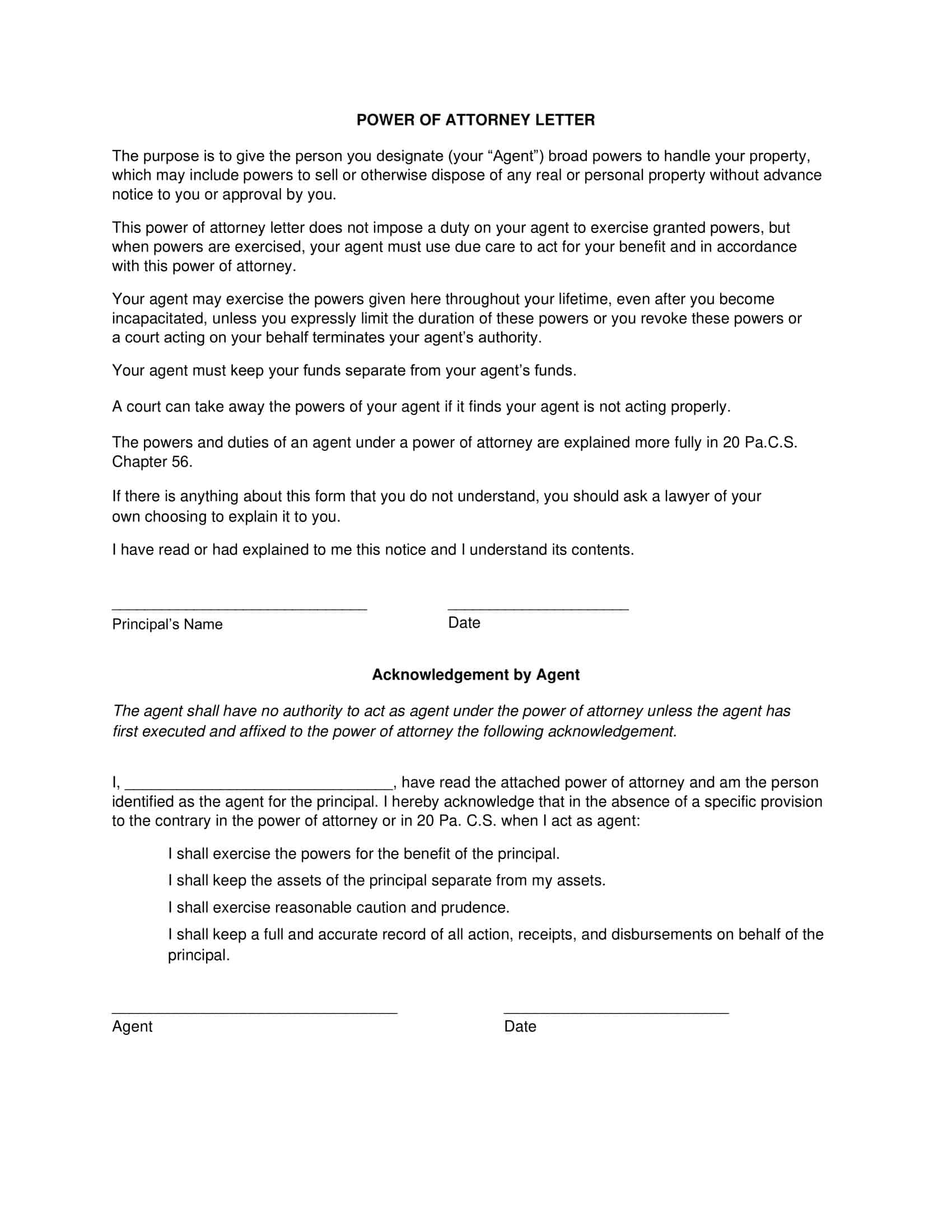 Free PDF Power of Attorney Letter Template Free PDF Power of Attorney Letter Template