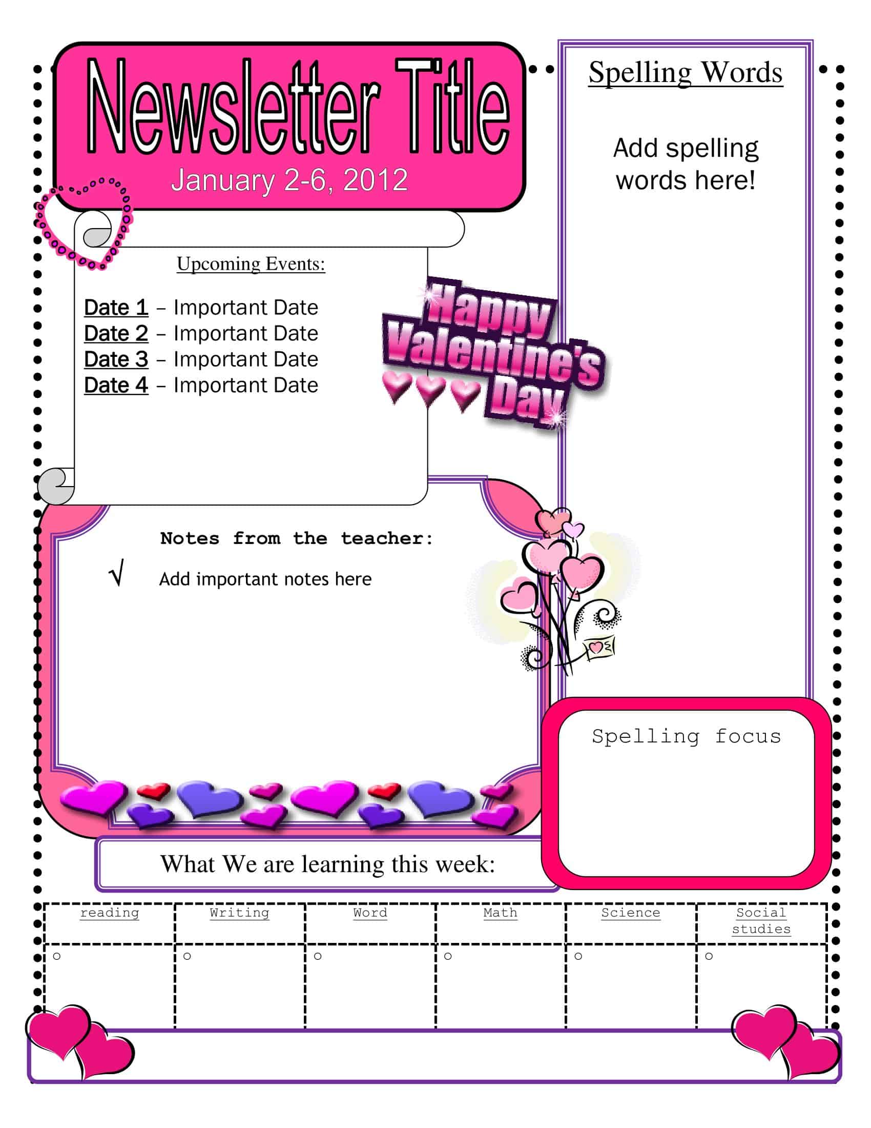 Free Sample Classroom Newsletter Free Sample Classroom Newsletter