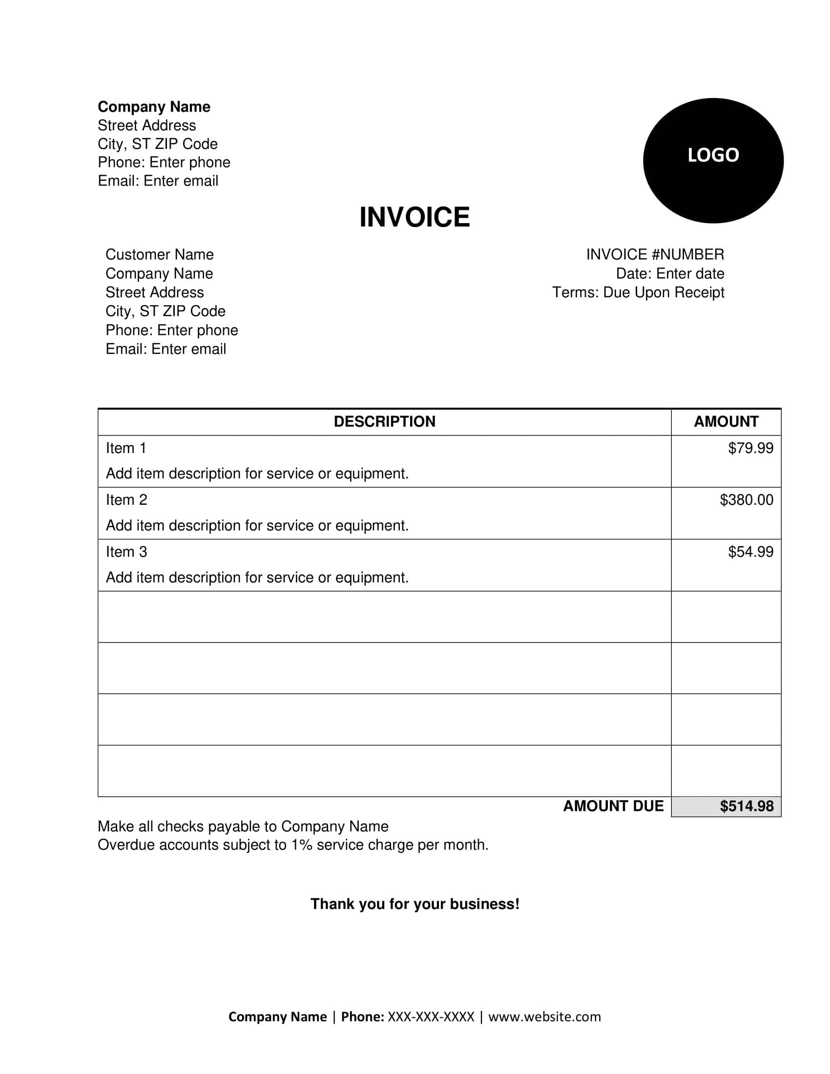 Free Sample Plumbing Invoice Free Sample Plumbing Invoice