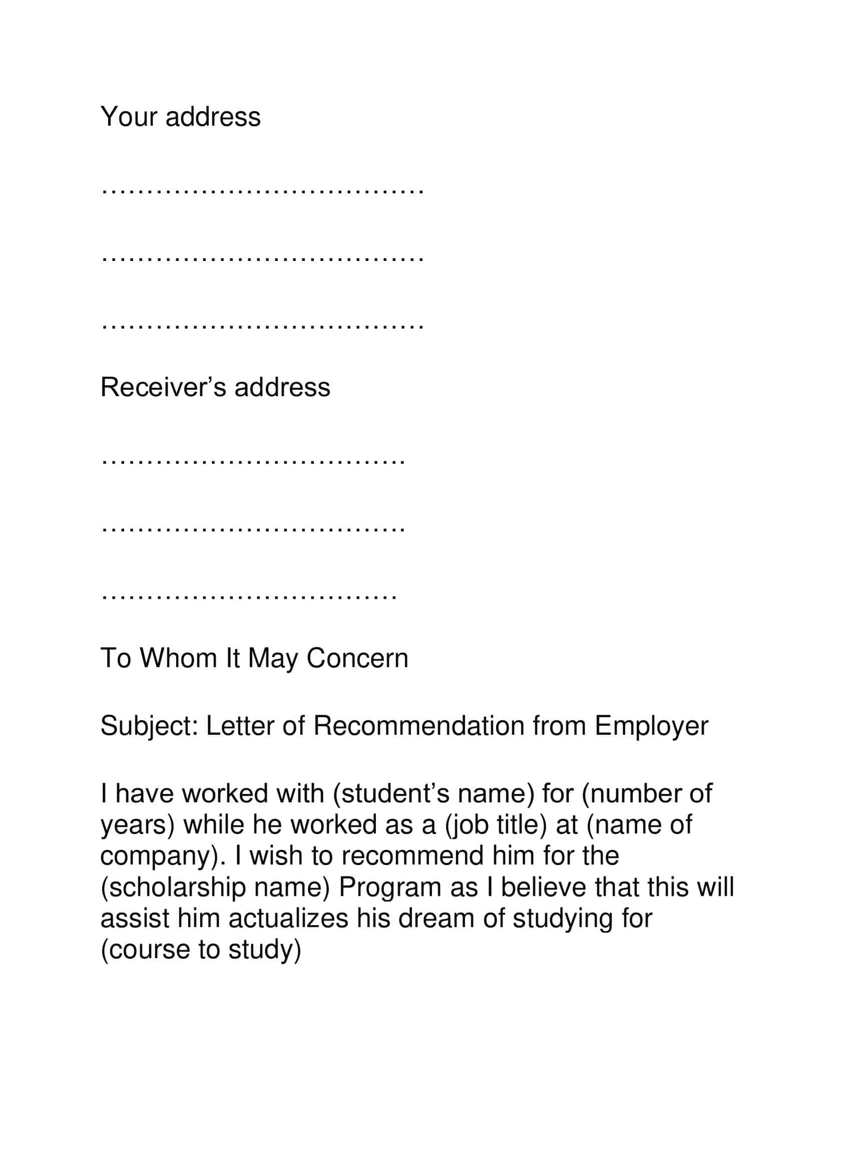 Free Word Letter of Recommendation for a Scholarship Free Word Letter of Recommendation for a Scholarship