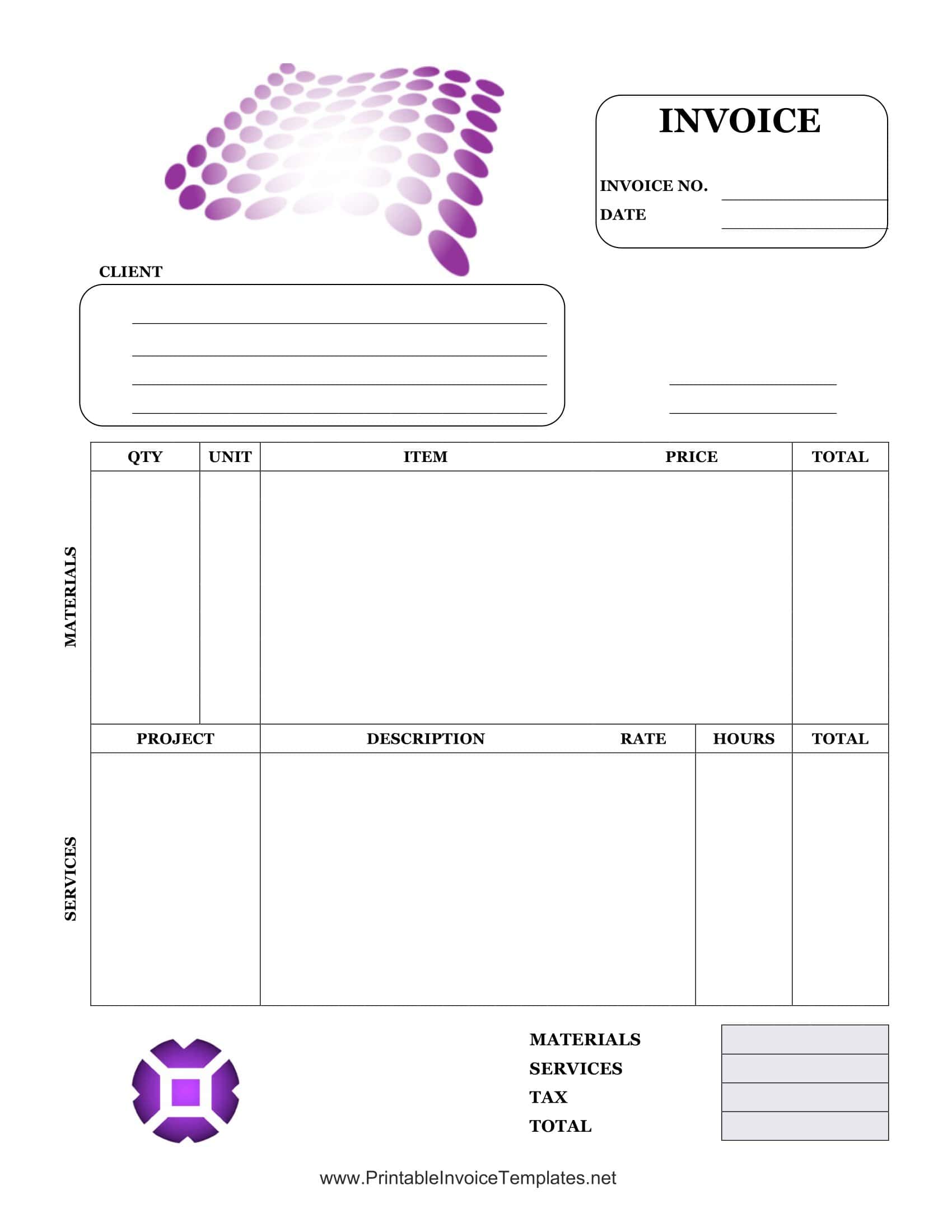 Graphic Design Invoice Fillable PDF Graphic Design Invoice Fillable PDF