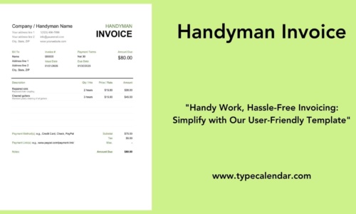 Free Printable Handyman Invoice Templates [Excel, PDF]