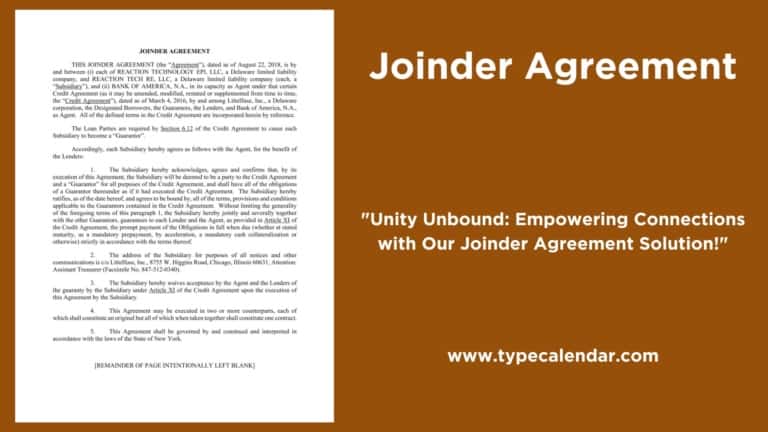 Free Printable Joinder Agreement Templates [PDF, Word] Format