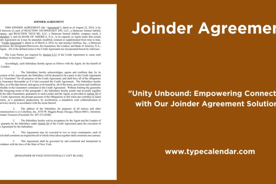 Joinder Agreement