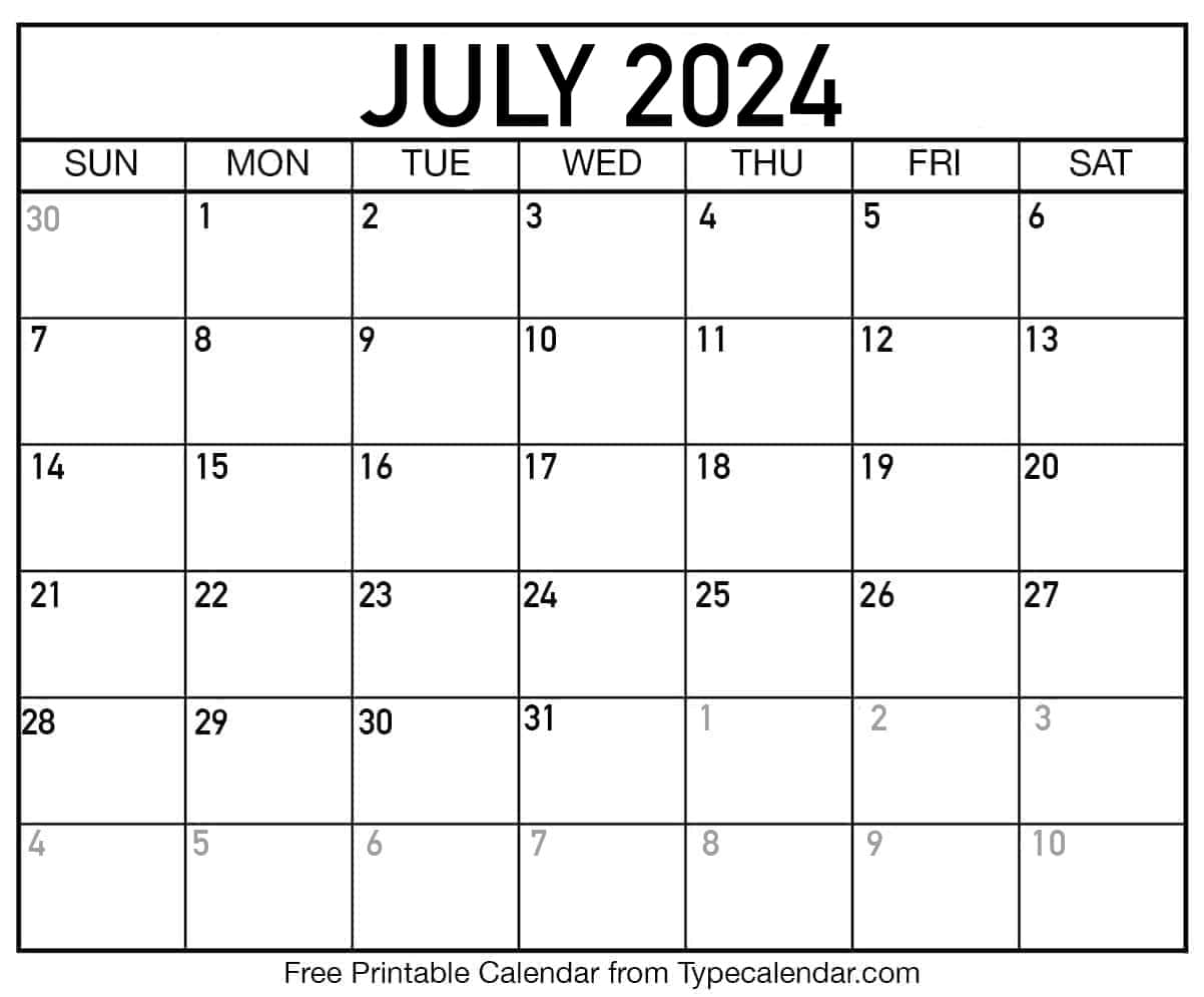 Free Printable July 2024 Calendars - Download Free Printable July 2024 Calendars - Download
